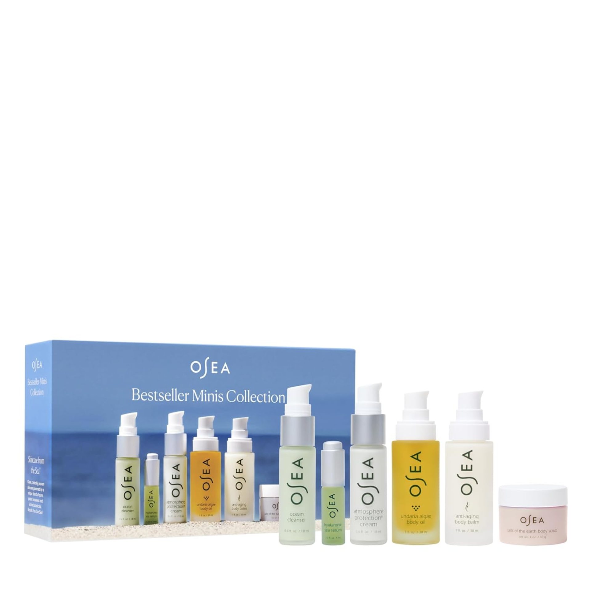OSEA Bestseller Minis Collection – 6-Piece Mini Face & Body Set for Glowing Skin – Includes Cleanser, Hyaluronic Serum, Protection Cream, Body Scrub, Body Oil & Body Balm – Perfect Holiday Gift Set OSEA Bestseller Minis Collection – 6-Piece Mini Face & Body Set for Glowing Skin – Includes Cleanser, Hyaluronic Serum, Protection Cream, Body Scrub, Body Oil & Body Balm – Perfect Holiday Gift Set