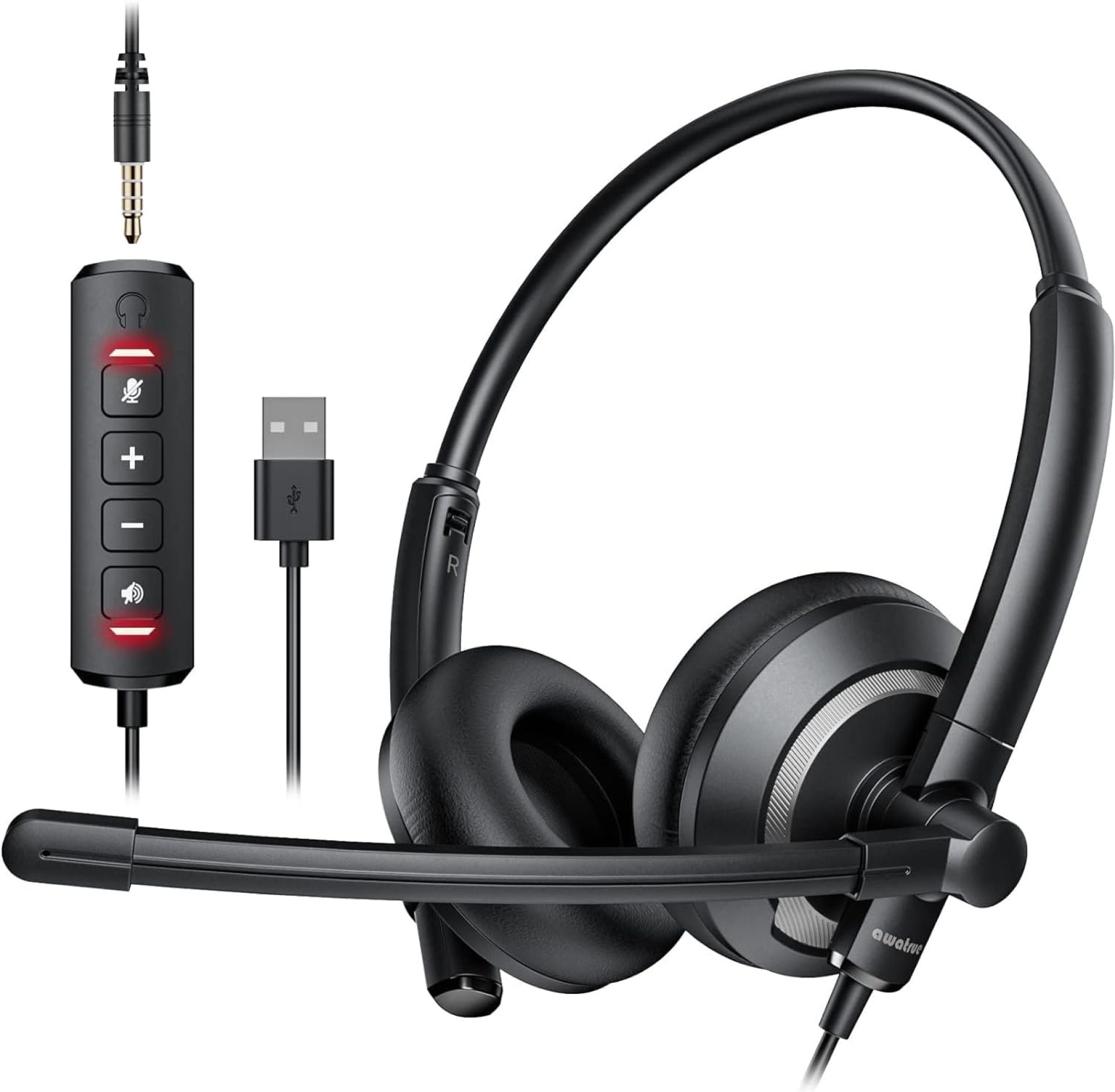 Computer USB Headset with Microphone for PC – Headphones with Noise Cancelling Microphone On Ear Wired Headset Mic Mute for WFH Call Center Office Online Class Skype Zoom Computer USB Headset with Microphone for PC – Headphones with Noise Cancelling Microphone On Ear Wired Headset Mic Mute for WFH Call Center Office Online Class Skype Zoom