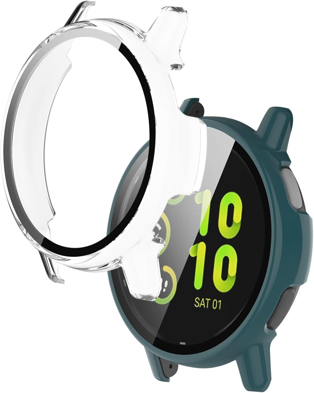 Case for Garmin vivoactive® 6 Health and Fitness GPS Smartwatch,WUNIAK Hard PC Screen Protector,9H Tempered Glass Ultra-Thin Full-Coverage Shockproof Bumper,(2Pack,Transparent+Green) Case for Garmin vivoactive® 6 Health and Fitness GPS Smartwatch,WUNIAK Hard PC Screen Protector,9H Tempered Glass Ultra-Thin Full-Coverage Shockproof Bumper,(2Pack,Transparent+Green)