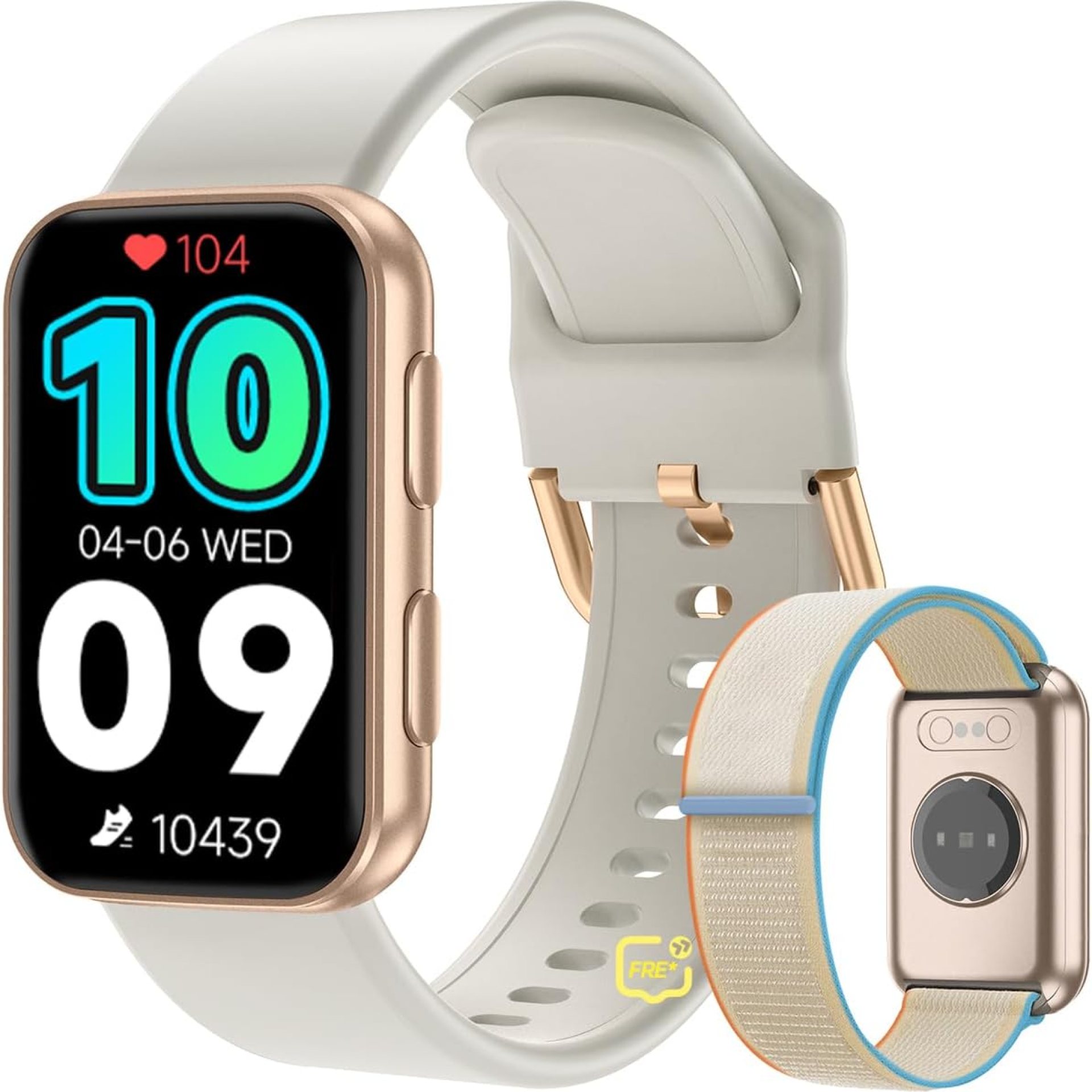 MorePro AIR2 Fitness Tracker Smart Watch with 24/7 Heart Rate and Blood Pressure, Step Calorie Counter, Sleep Monitor, IP68 Waterproof Fitness Watch for Women Men Andriod iOS(Gold) MorePro AIR2 Fitness Tracker Smart Watch with 24/7 Heart Rate and Blood Pressure, Step Calorie Counter, Sleep Monitor, IP68 Waterproof Fitness Watch for Women Men Andriod iOS(Gold)