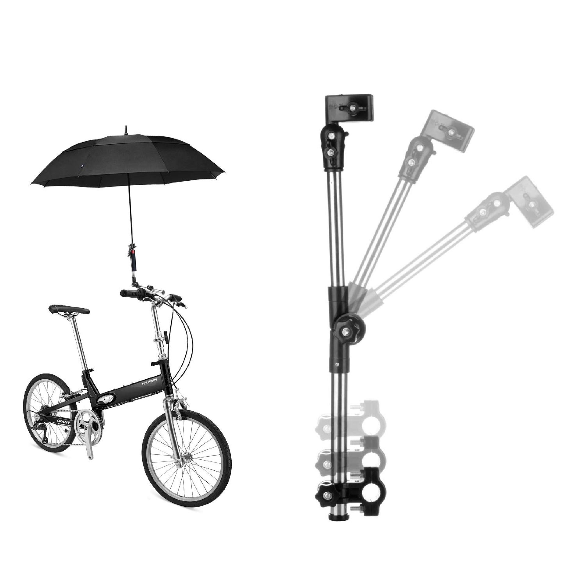 Flexzion Bicycle Umbrella Mount Holder, Swivel Connector Handlebar Frame Stand, Adjustable 2 Section Tube Handle, Outdoor Sports Accessories for 0.67~0.9 inch Handlebar Bike Baby Stroller Wheelchair Flexzion Bicycle Umbrella Mount Holder, Swivel Connector Handlebar Frame Stand, Adjustable 2 Section Tube Handle, Outdoor Sports Accessories for 0.67~0.9 inch Handlebar Bike Baby Stroller Wheelchair