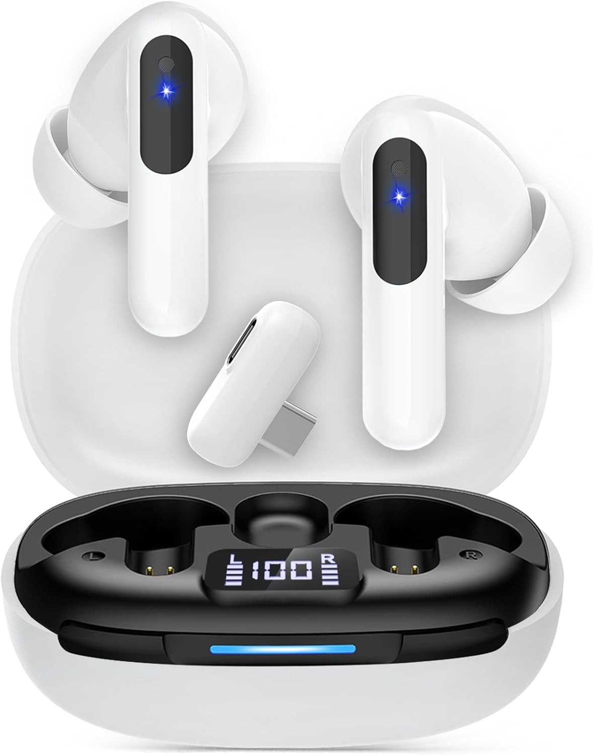 RYR 2.4GHz Wireless Gaming Earbuds, Bluetooth 5.3 in-Ear Headphones Bass Stereo, Gaming Earphones with Noise Cancelling Mic, LED Display, 36Hs Playtime for Meta Quest 3/2, PS5/4, VR, Switch, PC, Phone RYR 2.4GHz Wireless Gaming Earbuds, Bluetooth 5.3 in-Ear Headphones Bass Stereo, Gaming Earphones with Noise Cancelling Mic, LED Display, 36Hs Playtime for Meta Quest 3/2, PS5/4, VR, Switch, PC, Phone
