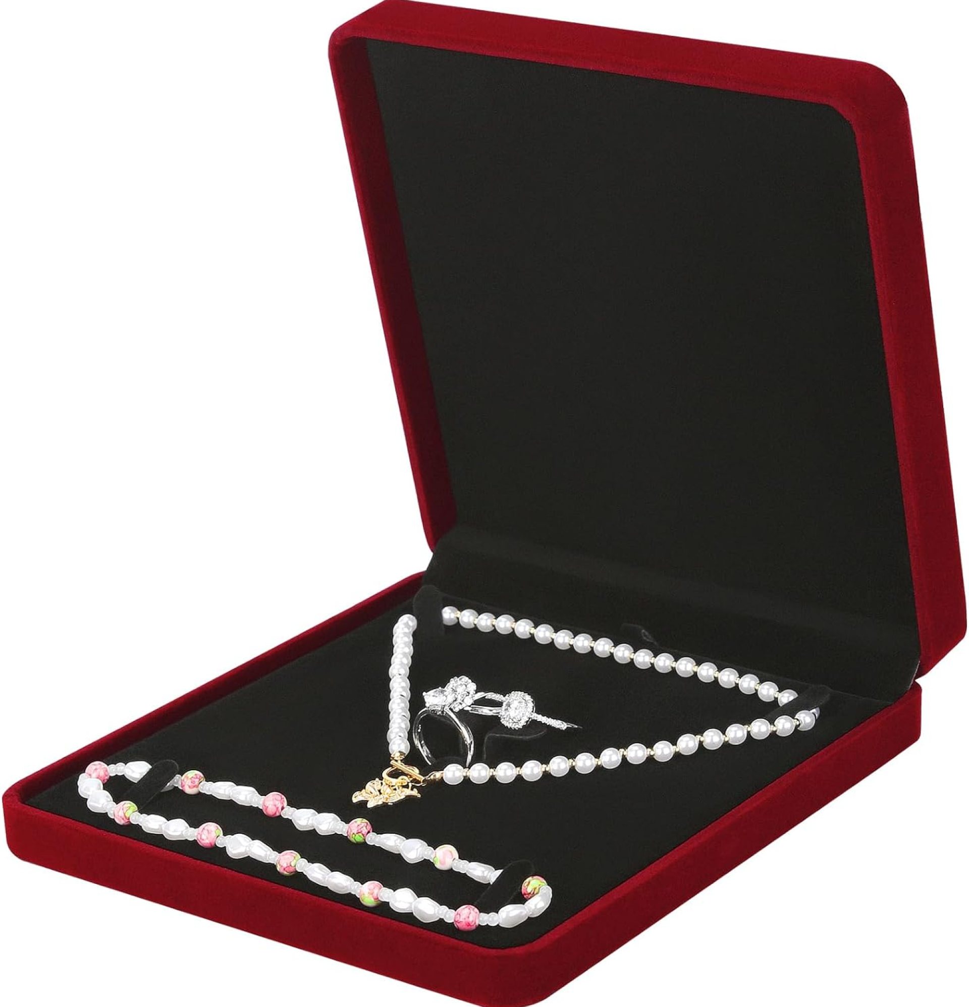 LETURE Velvet Jewelry Set Box, Velvet Gift Box for Bracelet Necklace Earring Ring (Red) LETURE Velvet Jewelry Set Box, Velvet Gift Box for Bracelet Necklace Earring Ring (Red)