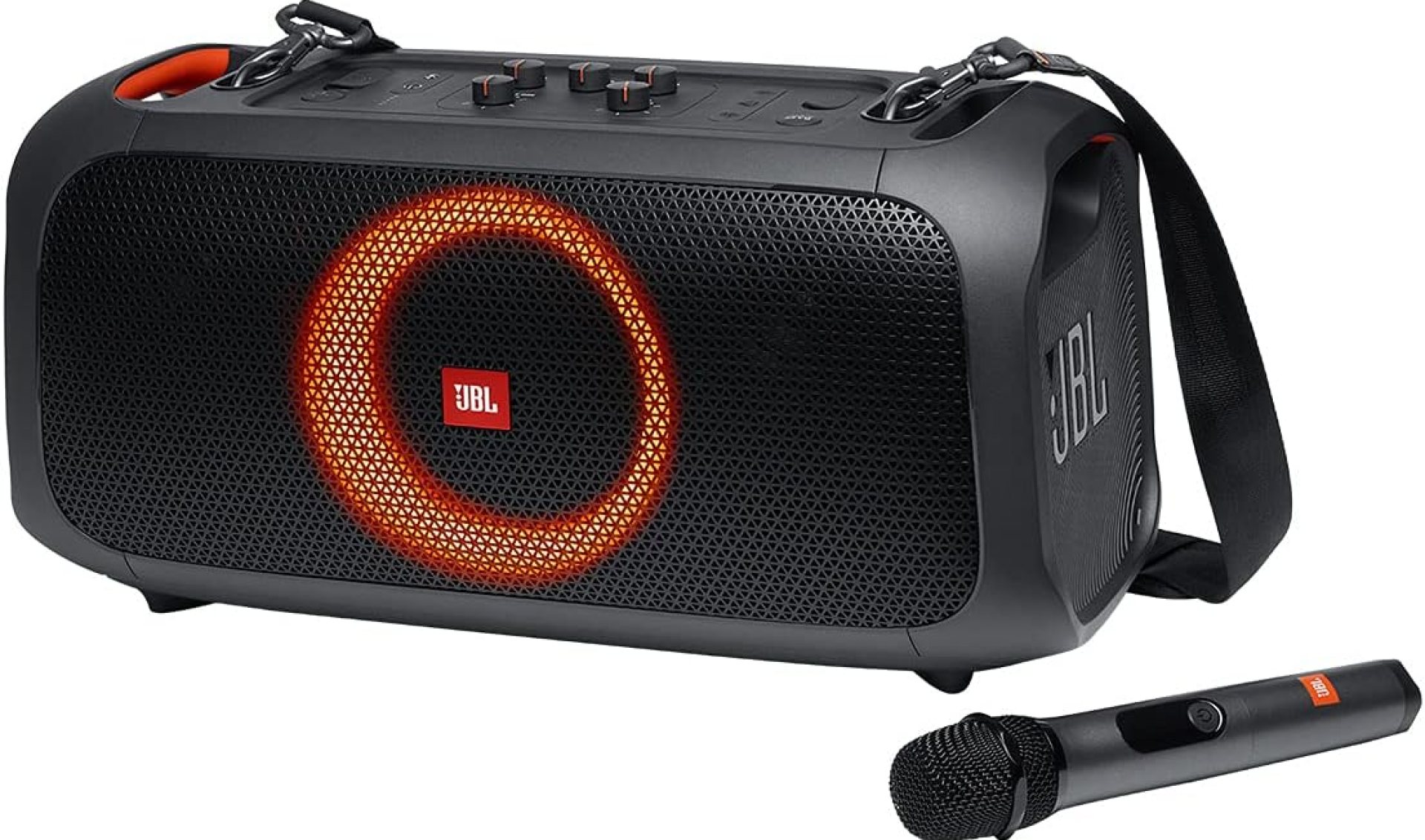 JBL PartyBox On-The-Go Powerful Portable Bluetooth Party Speaker with Dynamic Light Show, black JBL PartyBox On-The-Go Powerful Portable Bluetooth Party Speaker with Dynamic Light Show, black