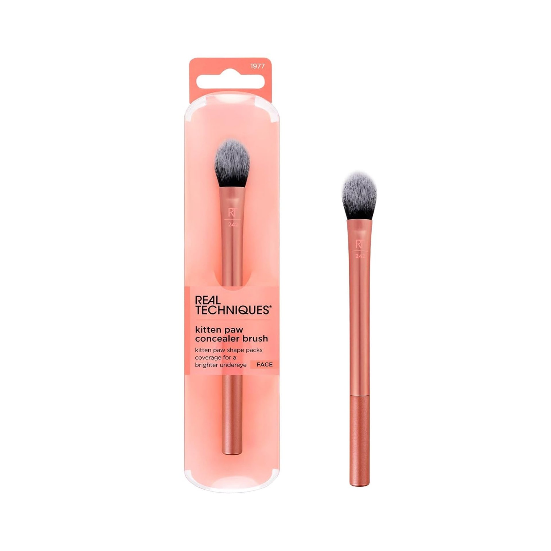 Real Techniques Brightening Concealer Makeup Brush, Viral Kitten Paw Brush Conceals Under Eyes, & Imperfections, Cover Dark Circles, For Brightener & Concealer, RT 242 Brush, Cruelty-Free, 1 Count Real Techniques Brightening Concealer Makeup Brush, Viral Kitten Paw Brush Conceals Under Eyes, & Imperfections, Cover Dark Circles, For Brightener & Concealer, RT 242 Brush, Cruelty-Free, 1 Count