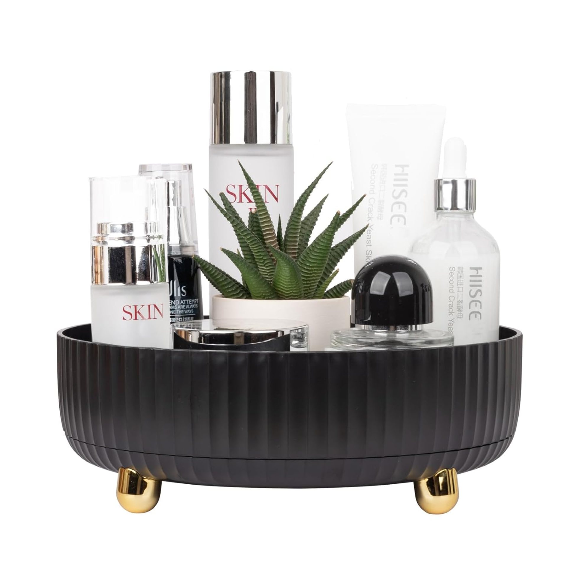 Anyoifax Makeup Perfume Organizer Tray 360 Degree Rotating Lazy Susan Skincare Lotion Organizer Spinning Cosmetics Storage for Dresser, Vanity, Bathroom Countertop, Small Black Anyoifax Makeup Perfume Organizer Tray 360 Degree Rotating Lazy Susan Skincare Lotion Organizer Spinning Cosmetics Storage for Dresser, Vanity, Bathroom Countertop, Small Black