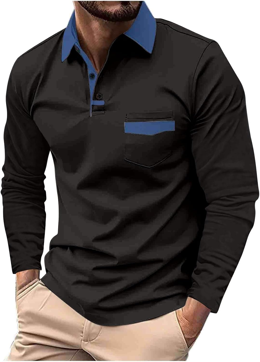 HUCHPI Long Sleeve Mens Shirts Trendy V Neck Polo Shirts Casual Button Down Golf Shirts Fall Lightweight Office Shirts HUCHPI Long Sleeve Mens Shirts Trendy V Neck Polo Shirts Casual Button Down Golf Shirts Fall Lightweight Office Shirts