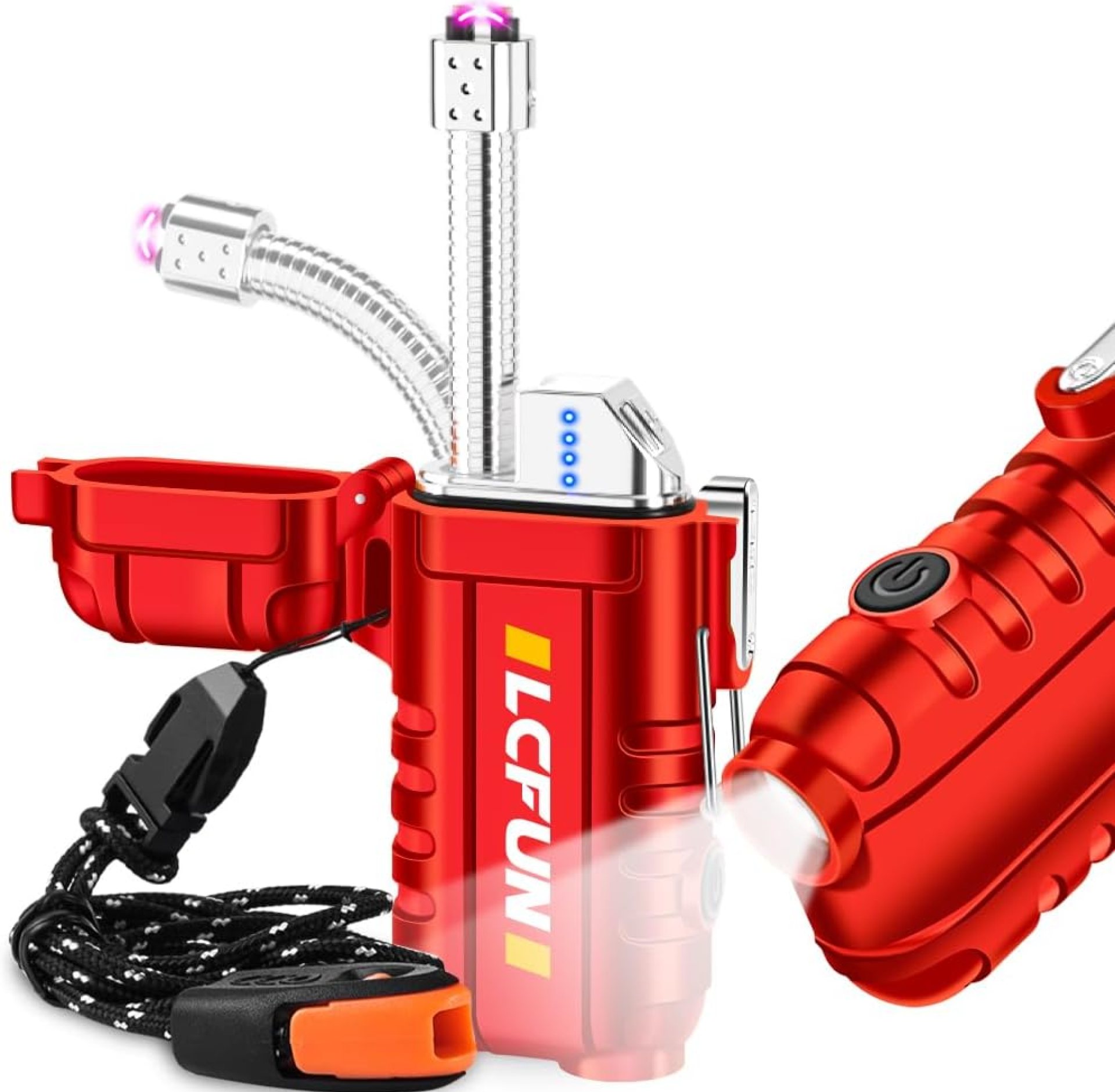 LcFun Electric Lighter Outdoor Windproof USB C Rechargeable Plasma Arc Lighters Electronic Flameless Lighter with Flashlight for Camping Hiking, Survival Kits, Tactical Gears for Men LcFun Electric Lighter Outdoor Windproof USB C Rechargeable Plasma Arc Lighters Electronic Flameless Lighter with Flashlight for Camping Hiking, Survival Kits, Tactical Gears for Men