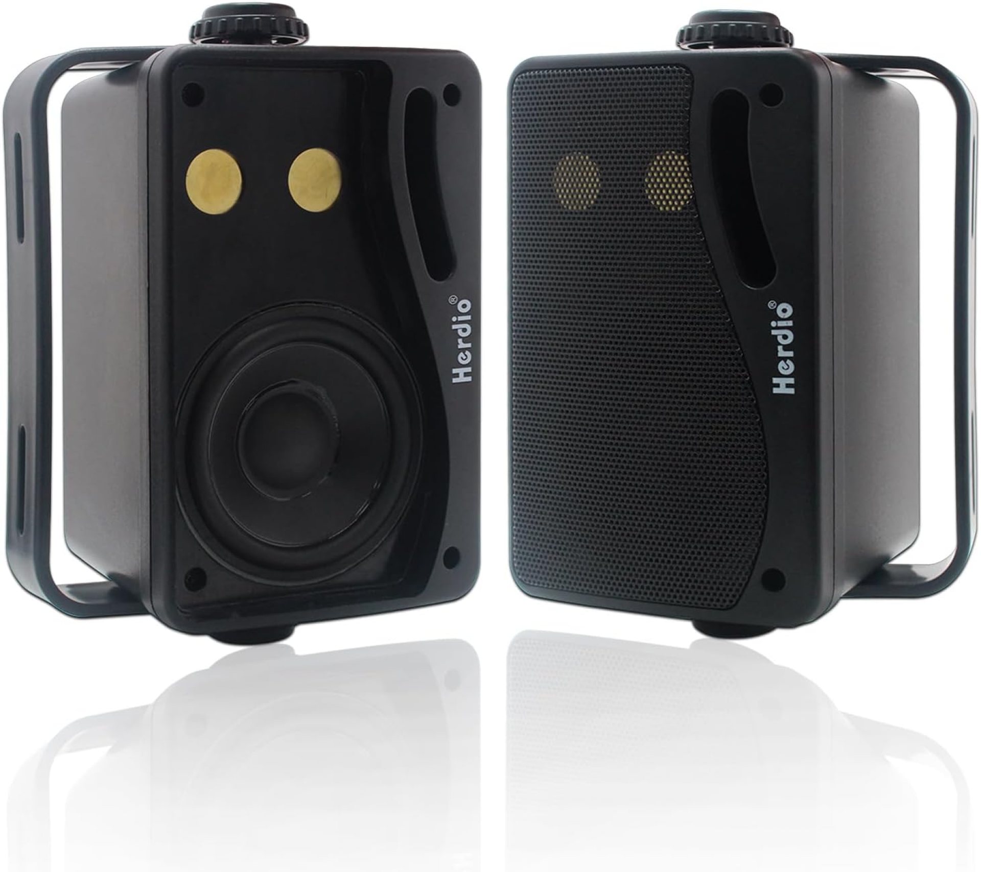 Herdio 3.5 Inch Passive Outdoor Speakers Wired Waterproof, 200W 3 Way Premium Mountable Wall Mount Speakers with Superior Sound, All-Weather Durability, for Patio Marine Boat Garage Indoor(Black Pair) Herdio 3.5 Inch Passive Outdoor Speakers Wired Waterproof, 200W 3 Way Premium Mountable Wall Mount Speakers with Superior Sound, All-Weather Durability, for Patio Marine Boat Garage Indoor(Black Pair)