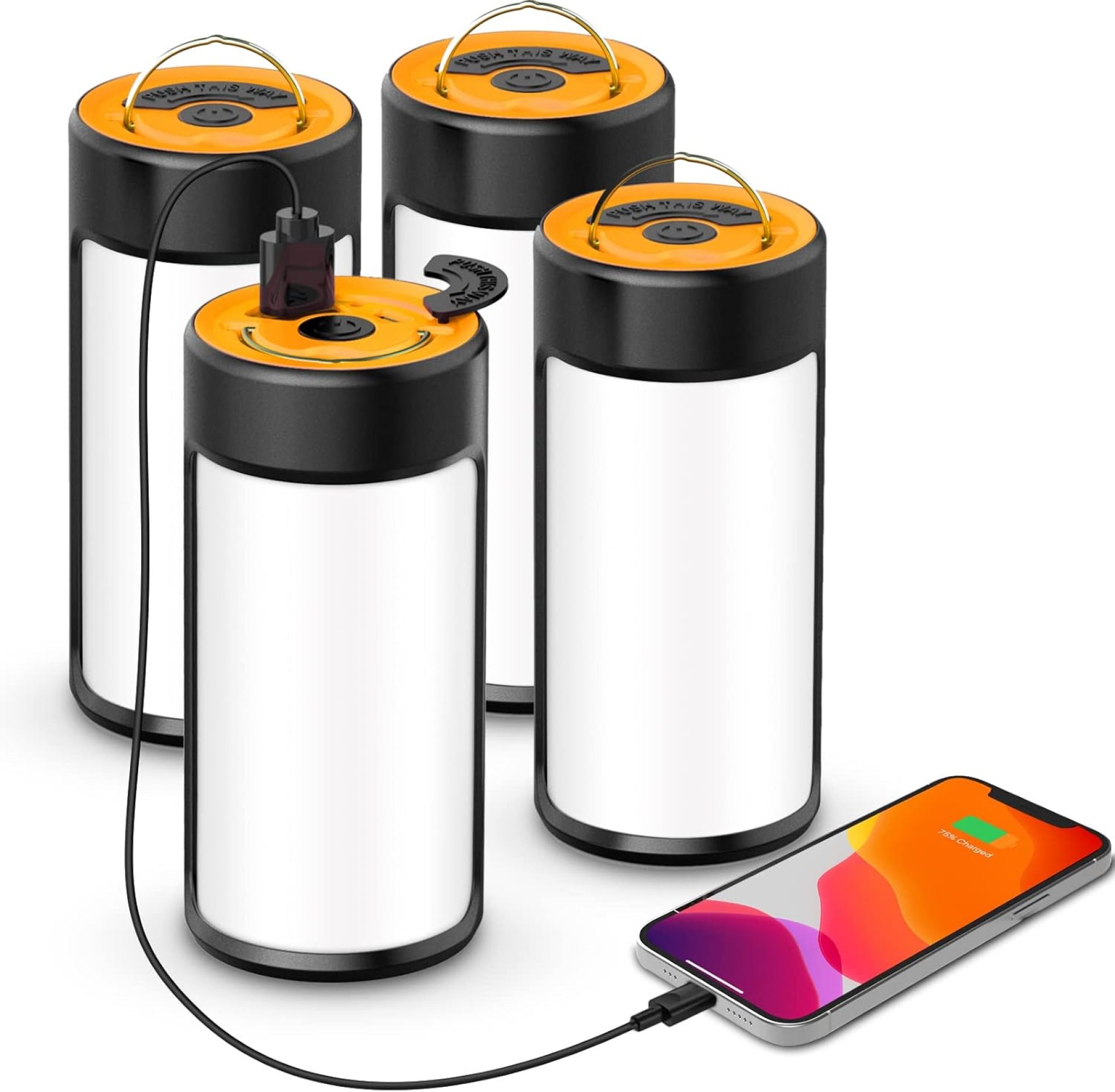 LED Camping Lantern, CT CAPETRONIX Rechargeable Camping Lights with 400LM 5 Light Modes Water-Resistant, Portable Tent Lights for Camping Power Outage Emergency Hurricane (4 Pack, Black & Orange) LED Camping Lantern, CT CAPETRONIX Rechargeable Camping Lights with 400LM 5 Light Modes Water-Resistant, Portable Tent Lights for Camping Power Outage Emergency Hurricane (4 Pack, Black & Orange)