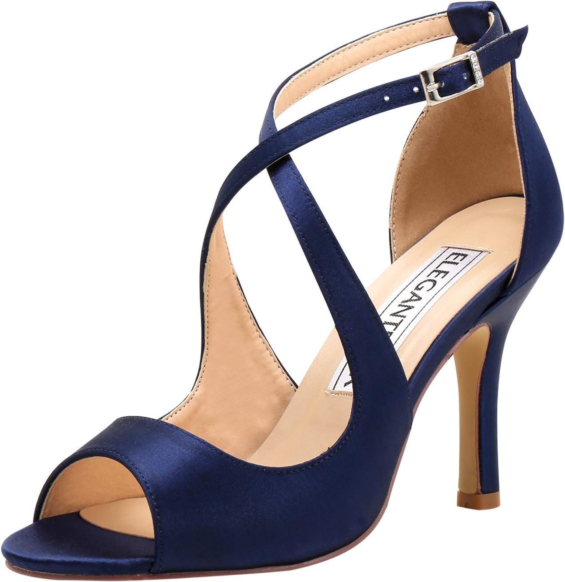 ELEGANTPARK Sandals for Women Peep Toe High Heels Cross Strappy Wedding Evening Dress Shoes Buckle Stain ELEGANTPARK Sandals for Women Peep Toe High Heels Cross Strappy Wedding Evening Dress Shoes Buckle Stain