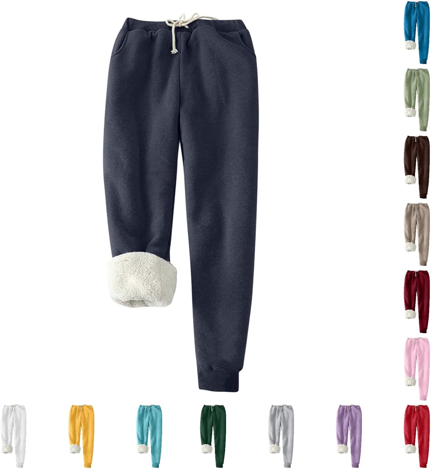 Women Fleece Lined Sweatpants High Waisted Jogger Pants Fleece Lined Winter Thicken Outdoor Long Pants with Pockets Women Fleece Lined Sweatpants High Waisted Jogger Pants Fleece Lined Winter Thicken Outdoor Long Pants with Pockets