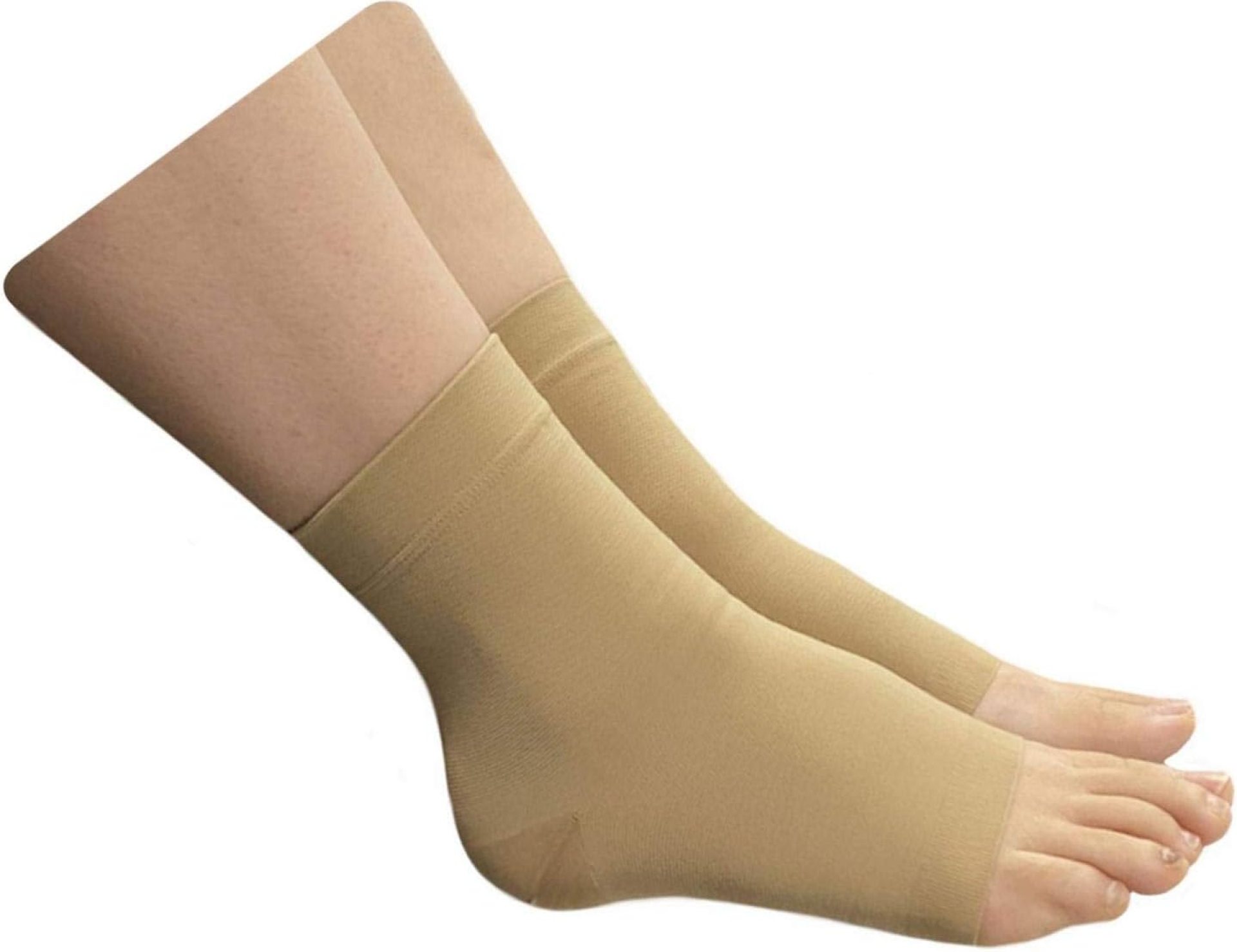 Extra Wide Ankle Big Feet 20-30 mmHg Compression Swelling Foot Pain Circulation Plus Size Sock Open Toe Sleeve (Beige, Mid Ankle 2XL) Extra Wide Ankle Big Feet 20-30 mmHg Compression Swelling Foot Pain Circulation Plus Size Sock Open Toe Sleeve (Beige, Mid Ankle 2XL)