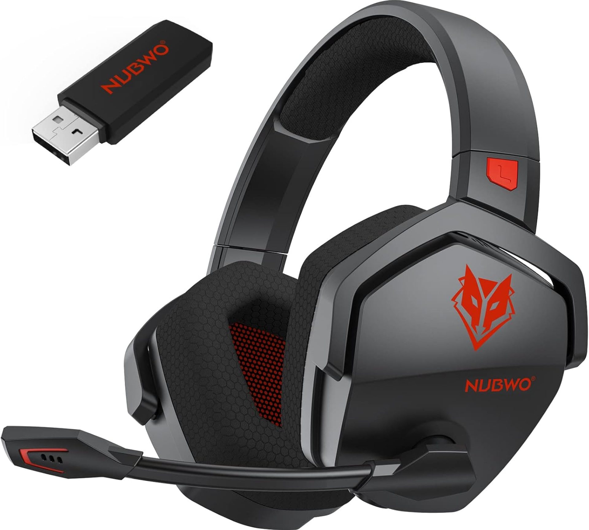 NUBWO G06 Dual Wireless Gaming Headset with Microphone for PS5, PS4, PC – 23ms Low Latency Audio – 100-Hour of Playtime – 50mm Drivers (Black-Red) NUBWO G06 Dual Wireless Gaming Headset with Microphone for PS5, PS4, PC – 23ms Low Latency Audio – 100-Hour of Playtime – 50mm Drivers (Black-Red)