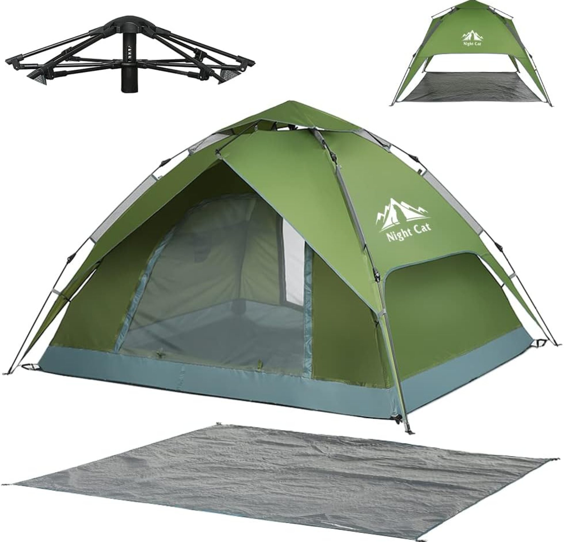 Night Cat Instant Popup Tents 2-3 Persons with Footprint Tarp Easy Setup Camping Tent with Rainfly Double Layers Waterproof Automatic Hydraulic Mechaism Night Cat Instant Popup Tents 2-3 Persons with Footprint Tarp Easy Setup Camping Tent with Rainfly Double Layers Waterproof Automatic Hydraulic Mechaism