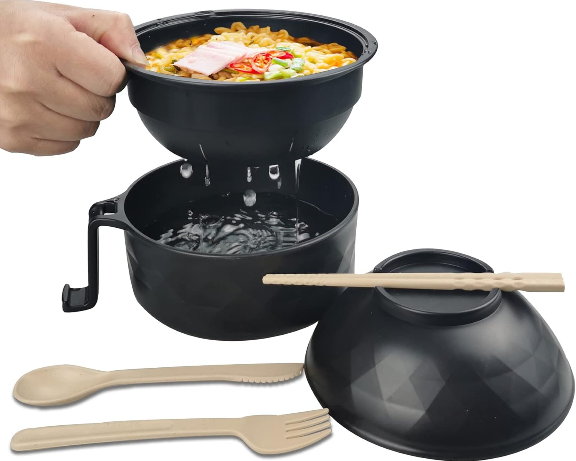 Layron Ramen Cooker Ramen Bowl Set with Chopsticks 33oz Microwave Noodle Bowl College Dorm Room Essentials for Girls for Boys Apartment Essentials-Black Layron Ramen Cooker Ramen Bowl Set with Chopsticks 33oz Microwave Noodle Bowl College Dorm Room Essentials for Girls for Boys Apartment Essentials-Black