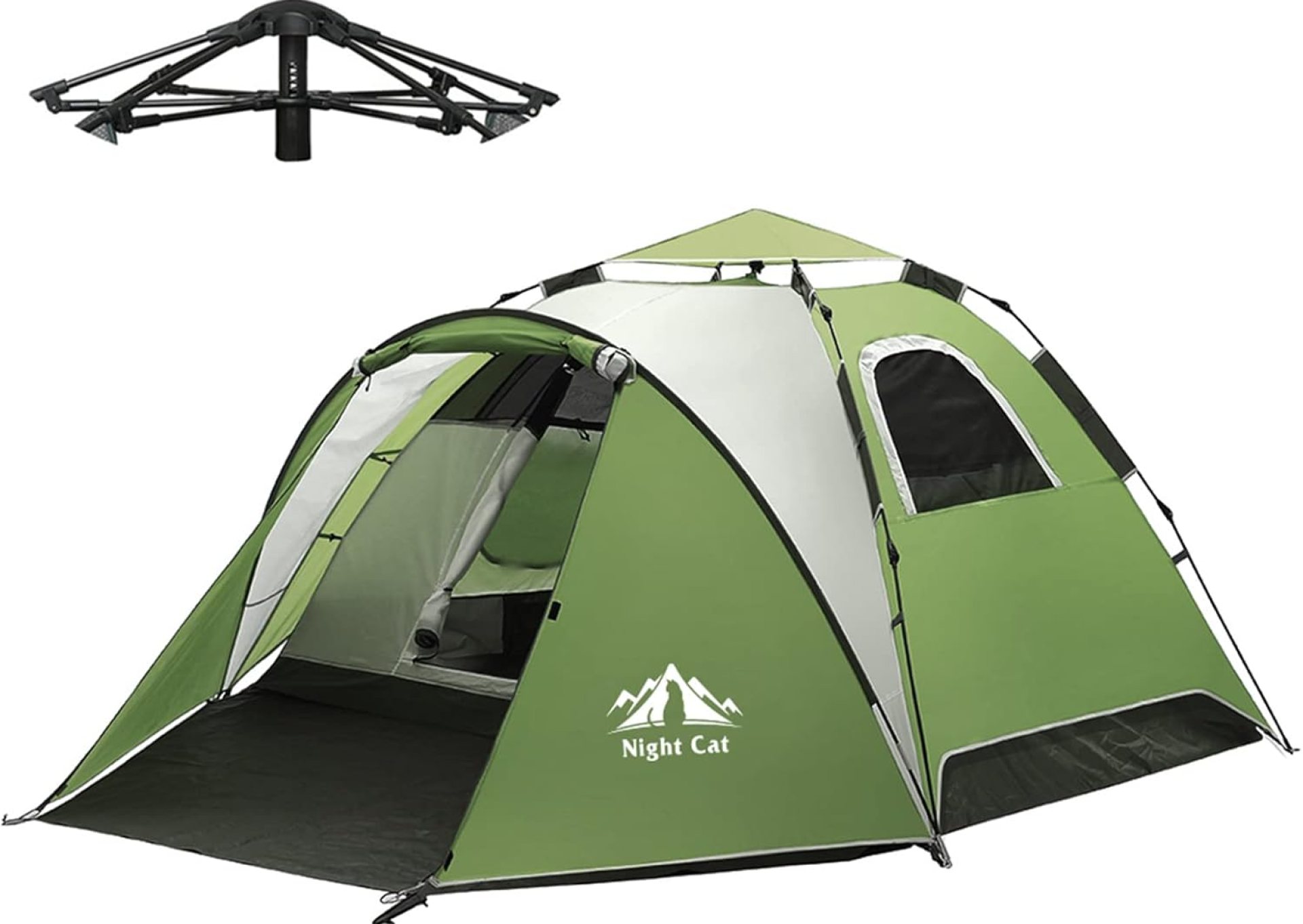 Night Cat Instant Popup Tents 2-3 Persons with Footprint Tarp Easy Setup Camping Tent with Rainfly Double Layers Waterproof Automatic Hydraulic Mechaism Night Cat Instant Popup Tents 2-3 Persons with Footprint Tarp Easy Setup Camping Tent with Rainfly Double Layers Waterproof Automatic Hydraulic Mechaism
