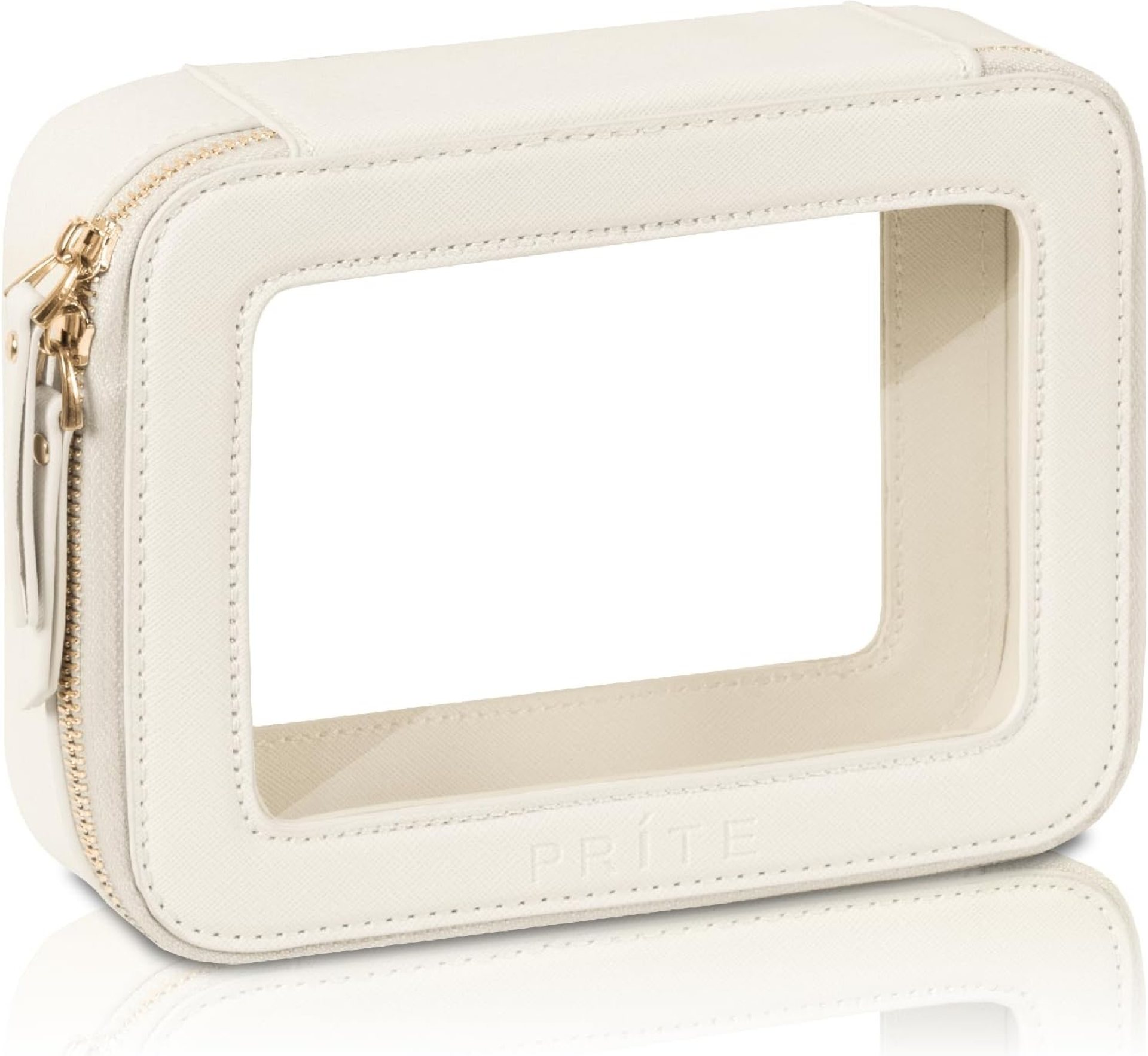 Prite Clear Makeup Bag Cosmetic Organizer Case Waterproof Travel Toiletry Bag Skincare Pouch with Golden Zipper(Beige) Prite Clear Makeup Bag Cosmetic Organizer Case Waterproof Travel Toiletry Bag Skincare Pouch with Golden Zipper(Beige)