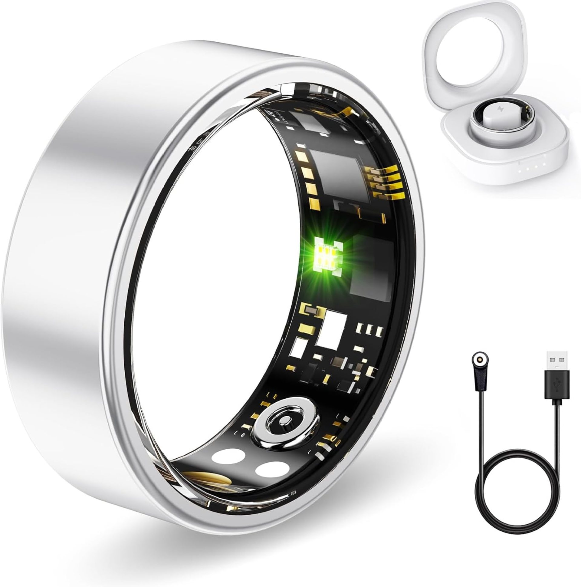 Health Rings for Women Men, Smart Ring with Heart Rate,Blood Oxygen, Blood Pressure, Sleep Tracker, Step Tracker, No Subscription Fee, IP68 Waterproof Smart Ring for iphone & Android (Silver 13#) Health Rings for Women Men, Smart Ring with Heart Rate,Blood Oxygen, Blood Pressure, Sleep Tracker, Step Tracker, No Subscription Fee, IP68 Waterproof Smart Ring for iphone & Android (Silver 13#)