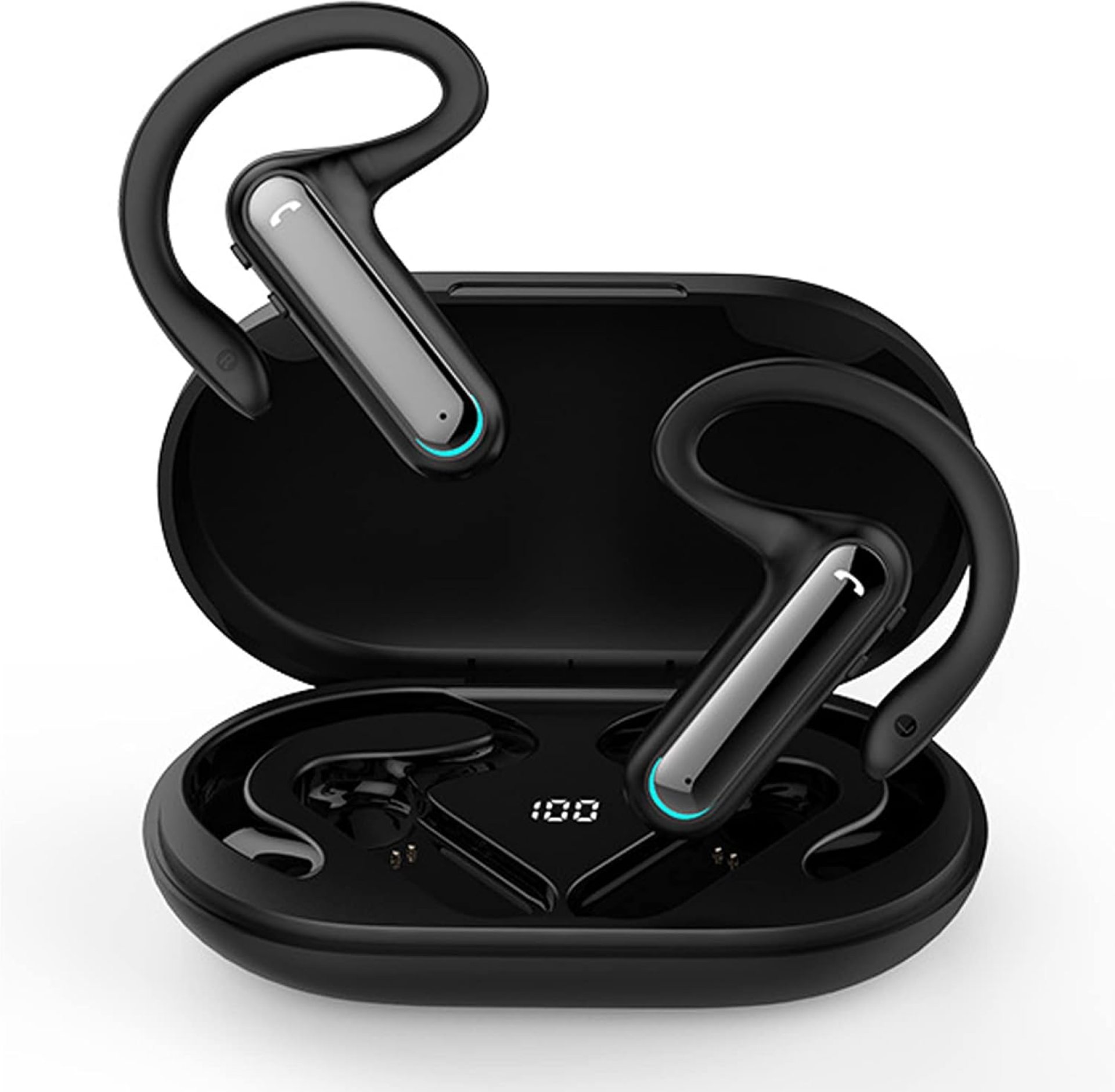 Open Ear Headphones with Dual Microphones Noice Cancelling Wireless Earbuds with Earhooks No in-Ear Bluetooth Earpiece for Running Cycling Gym Office Working Out Bluetooth Headset for Cell Phones Open Ear Headphones with Dual Microphones Noice Cancelling Wireless Earbuds with Earhooks No in-Ear Bluetooth Earpiece for Running Cycling Gym Office Working Out Bluetooth Headset for Cell Phones