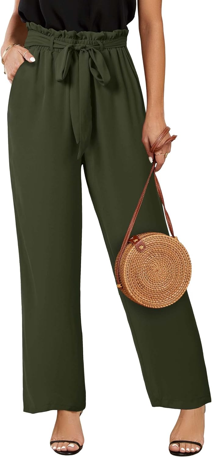 SySea Womens High Waisted Leopard Print Palazzo Pants Belted Wide Leg Long Trousers with Pockets SySea Womens High Waisted Leopard Print Palazzo Pants Belted Wide Leg Long Trousers with Pockets