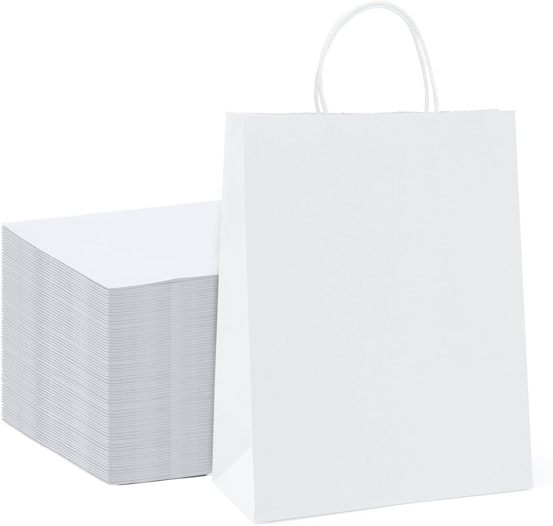 GSSUSA White Kraft Paper Gift Bag with Handles, 10x5x13 Bulk Shopping Grocery Paper Bags 100 Pc, Party Favor, Retail, Small Business, Packaging, Christmas, Merchandise, Boutique, Wedding, Baby Shower GSSUSA White Kraft Paper Gift Bag with Handles, 10x5x13 Bulk Shopping Grocery Paper Bags 100 Pc, Party Favor, Retail, Small Business, Packaging, Christmas, Merchandise, Boutique, Wedding, Baby Shower