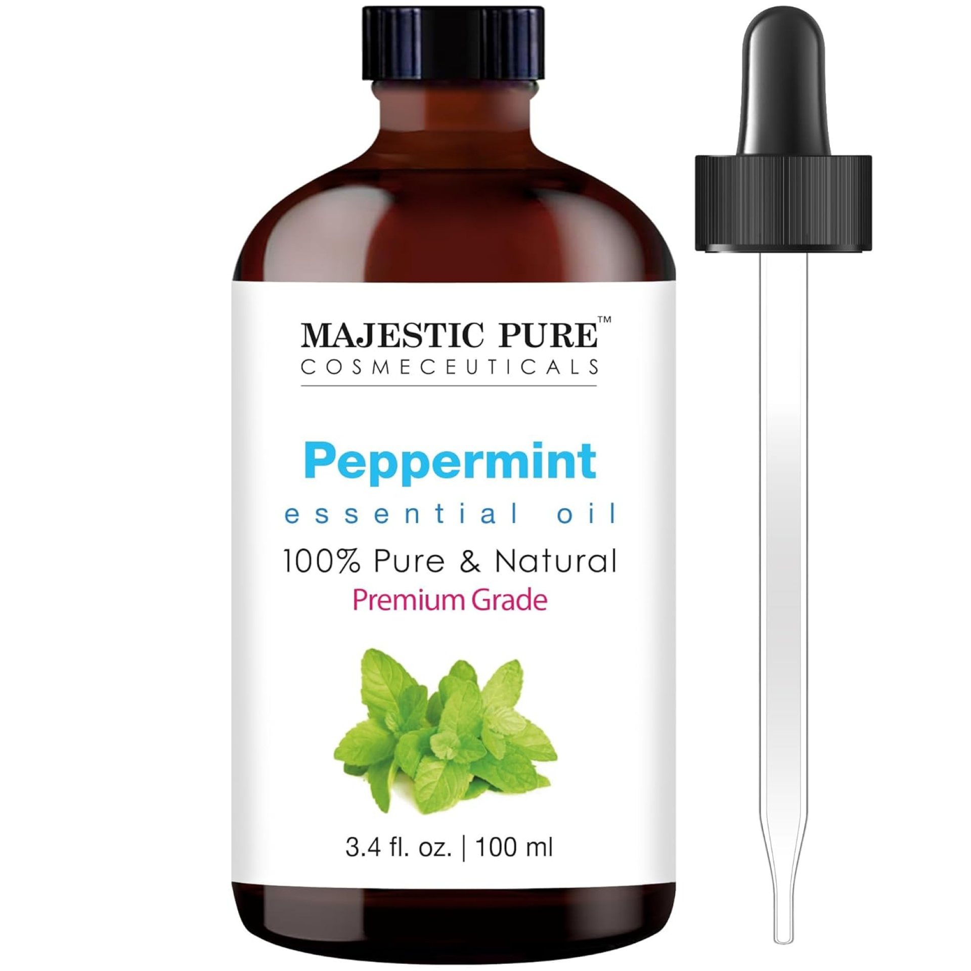 MAJESTIC PURE Peppermint Essential Oil | 100% Pure and Natural | Premium Grade Essential Oils for Hair Care, Home Diffusers, Skin, Aromatherapy, Massage and Humidifiers | 3.4 Fl Oz MAJESTIC PURE Peppermint Essential Oil | 100% Pure and Natural | Premium Grade Essential Oils for Hair Care, Home Diffusers, Skin, Aromatherapy, Massage and Humidifiers | 3.4 Fl Oz