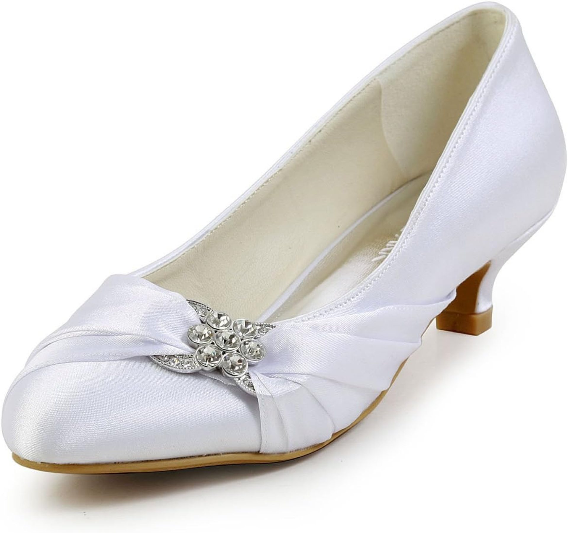 ELEGANTPARK Closed Toe Shoes for Women Low Heel Comfortable Wedding Shoes for Bride Satin Rhinestones Bridal Evening Prom Dress Pumps ELEGANTPARK Closed Toe Shoes for Women Low Heel Comfortable Wedding Shoes for Bride Satin Rhinestones Bridal Evening Prom Dress Pumps