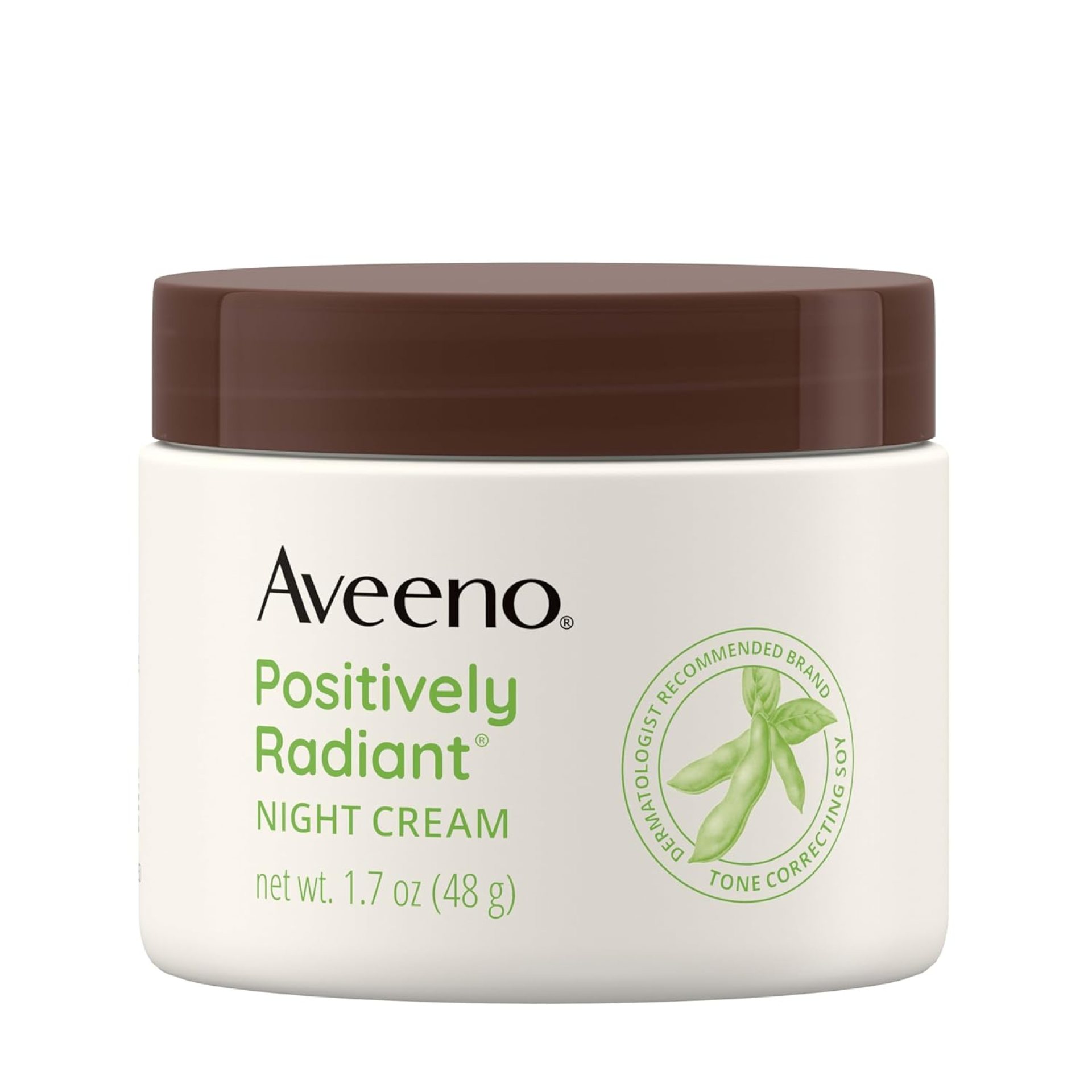 Aveeno Positively Radiant Moisturizing Face & Neck Night Cream with Tone Correcting Soy & Niacinamide, Night Cream Targets Dull Skin & Evens Skin Tone & Texture, Hypoallergenic, 1.7 oz Aveeno Positively Radiant Moisturizing Face & Neck Night Cream with Tone Correcting Soy & Niacinamide, Night Cream Targets Dull Skin & Evens Skin Tone & Texture, Hypoallergenic, 1.7 oz