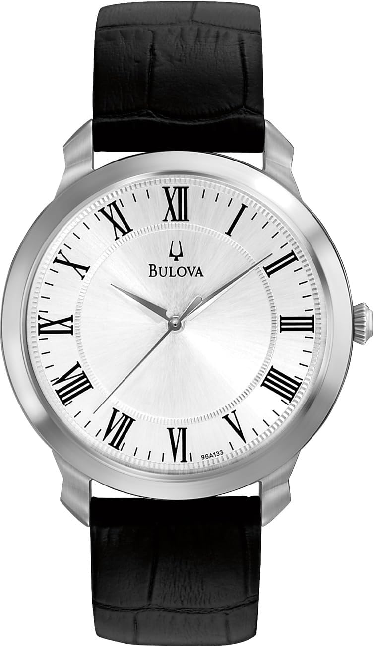 Bulova Men’s Classic 3-Hand Quartz Black Leather Strap Watch, Roman Numeral Markers, 41mm Bulova Men’s Classic 3-Hand Quartz Black Leather Strap Watch, Roman Numeral Markers, 41mm