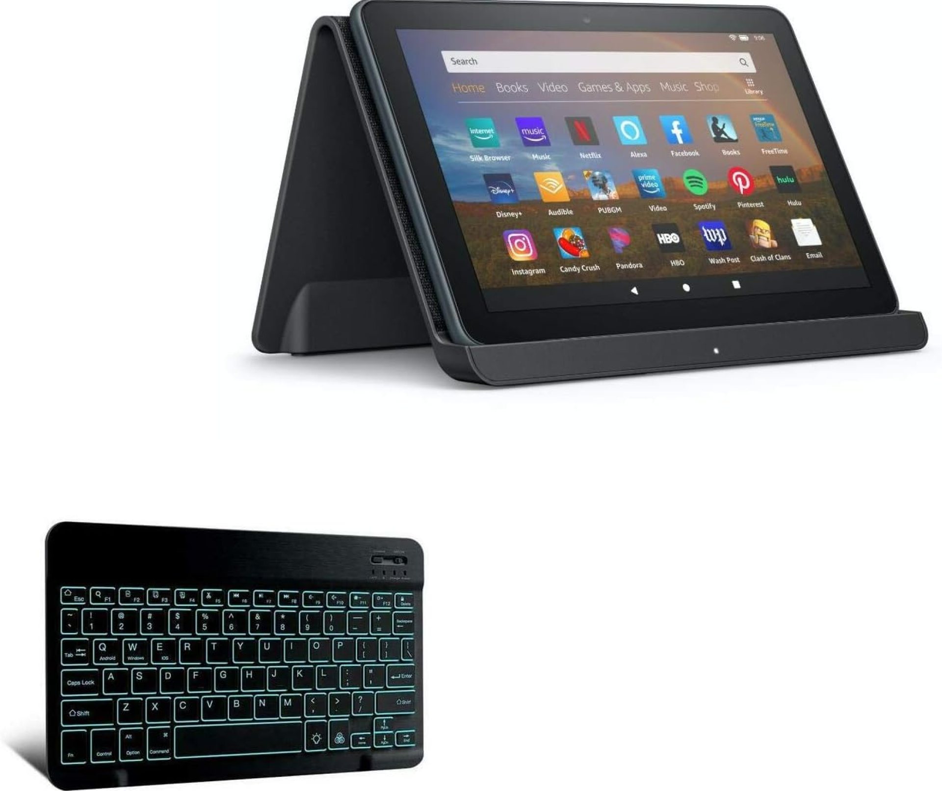 BoxWave Keyboard Compatible with Amazon Fire HD 8 (10th Gen 2020) – SlimKeys Bluetooth Keyboard – with Backlight, Portable Slim LED 7 Colors – Jet Black BoxWave Keyboard Compatible with Amazon Fire HD 8 (10th Gen 2020) – SlimKeys Bluetooth Keyboard – with Backlight, Portable Slim LED 7 Colors – Jet Black