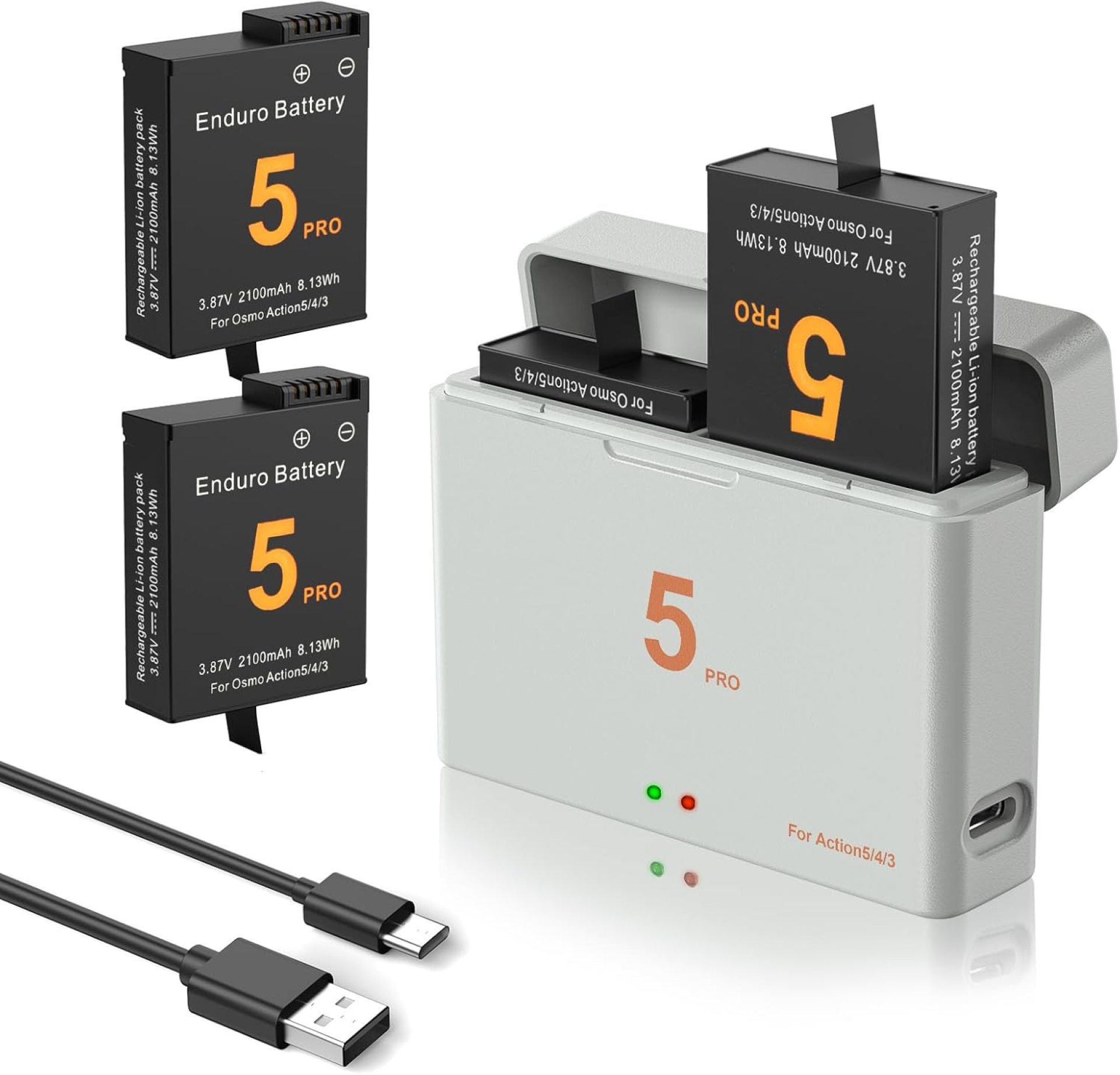 E EGOWAY 2-Pack 2100 mAh Battery Replacement for DJI Osmo Action 5 Pro, Action 4 and 3, with Dual USB Fast Charger Case Kit, DJI Osmo Action 5 Pro/4/3 Sport Camera Accessories E EGOWAY 2-Pack 2100 mAh Battery Replacement for DJI Osmo Action 5 Pro, Action 4 and 3, with Dual USB Fast Charger Case Kit, DJI Osmo Action 5 Pro/4/3 Sport Camera Accessories