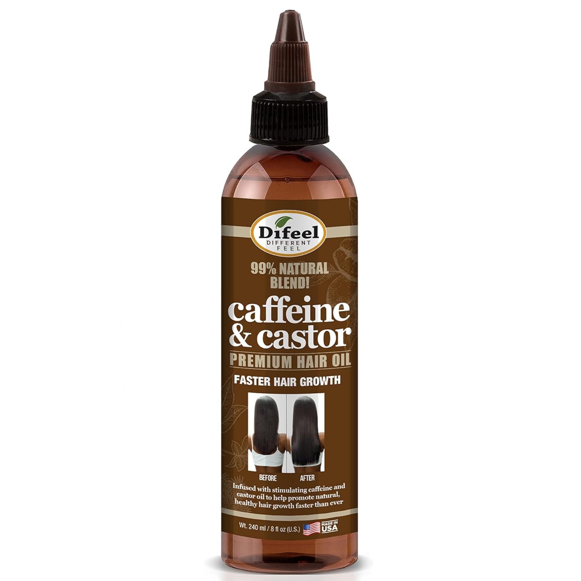 Difeel 99% Natural Premium Hair Oil – Caffeine & Castor Fastest Hair Growth, 8 oz. Difeel 99% Natural Premium Hair Oil – Caffeine & Castor Fastest Hair Growth, 8 oz.