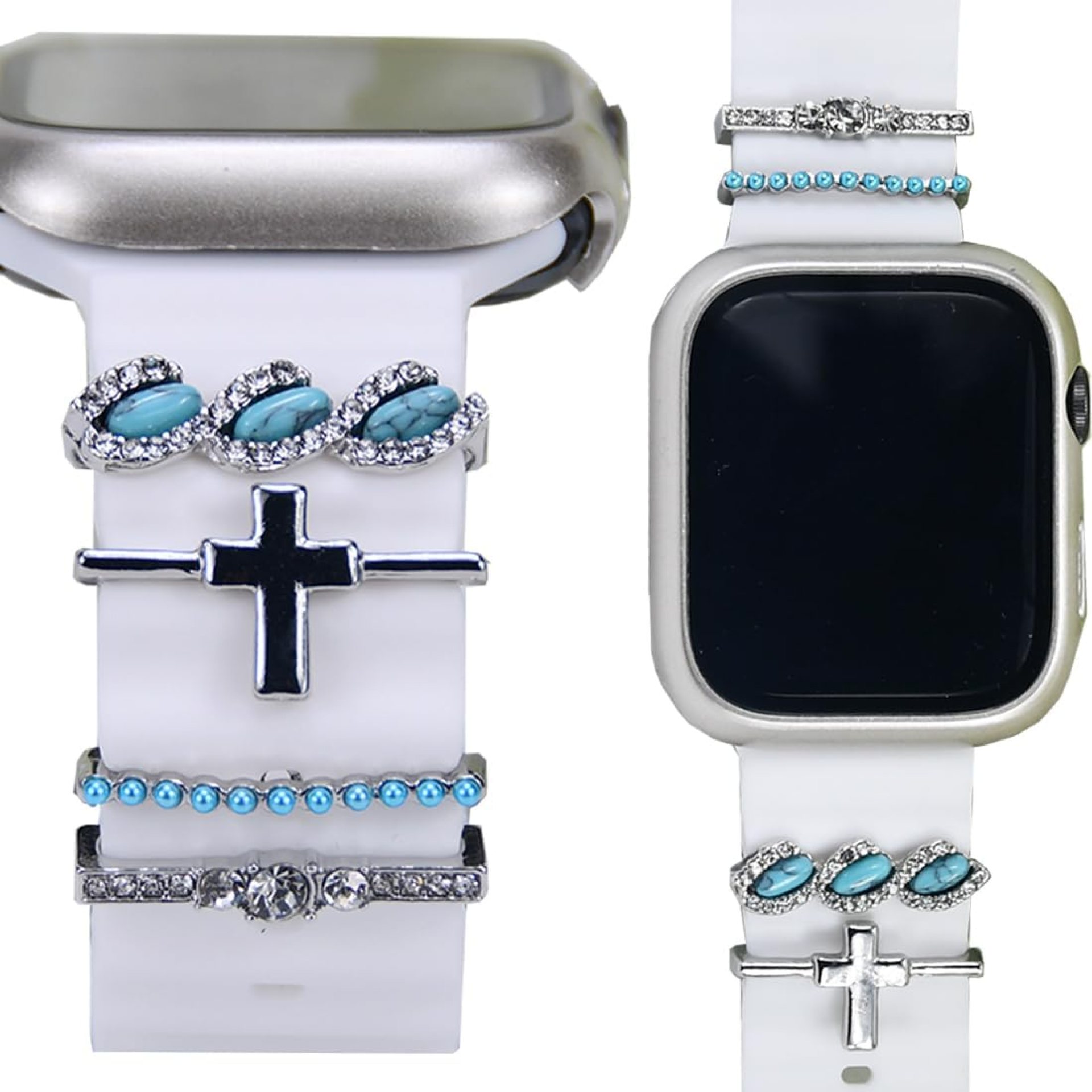 Watch Band Charms – Decorative Rings Loops Compatible with Apple Watch Silicone Leather Bands – Metal Diamond Charms Slide Strap Accessories for Women’s 49mm, 45mm, 44mm, 42mm, 41mm, 40mm Watch Band Charms – Decorative Rings Loops Compatible with Apple Watch Silicone Leather Bands – Metal Diamond Charms Slide Strap Accessories for Women’s 49mm, 45mm, 44mm, 42mm, 41mm, 40mm