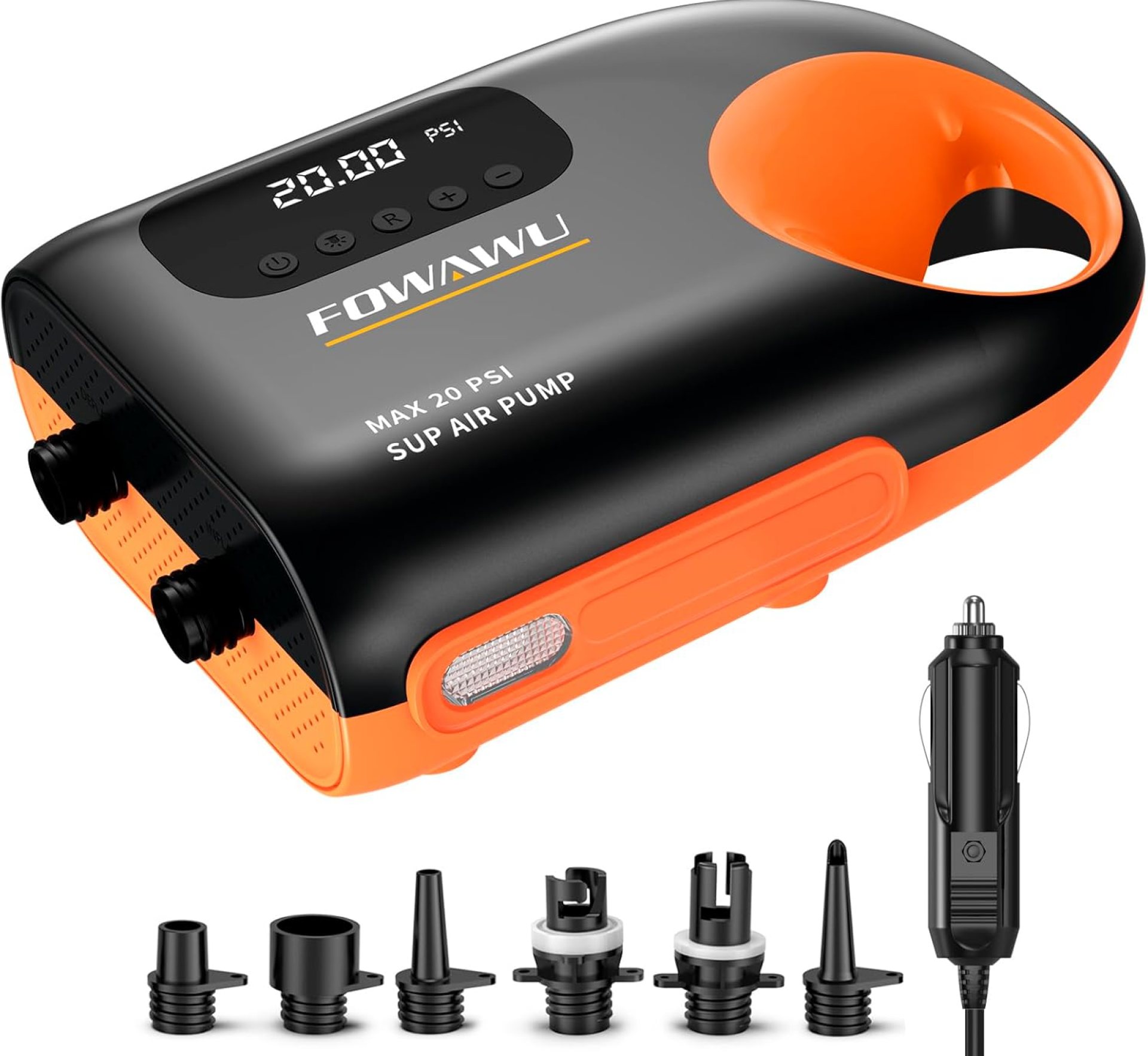 FOWAWU Paddleboard Pump, Sup Pump Electric DC 12V Car Connector, Paddle Board Pump Intelligent Dual Stage Inflation & Deflation FOWAWU Paddleboard Pump, Sup Pump Electric DC 12V Car Connector, Paddle Board Pump Intelligent Dual Stage Inflation & Deflation