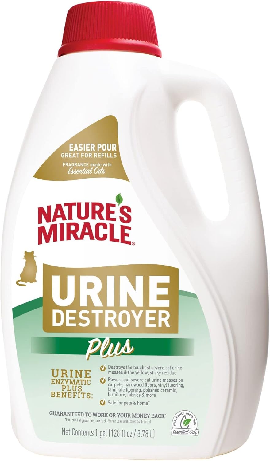 Nature’s Miracle Urine Destroyer Plus for Cats, Enzymatic Formula for Severe Cat Urine Stains, 1 Gal Nature’s Miracle Urine Destroyer Plus for Cats, Enzymatic Formula for Severe Cat Urine Stains, 1 Gal