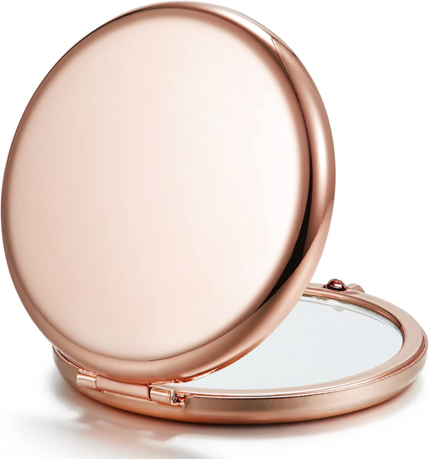 Compact Mirror for Purse, Double-Sided 1X/2X Magnifying Metal Pocket Makeup Mirrors(Round, Rose Gold) Compact Mirror for Purse, Double-Sided 1X/2X Magnifying Metal Pocket Makeup Mirrors(Round, Rose Gold)