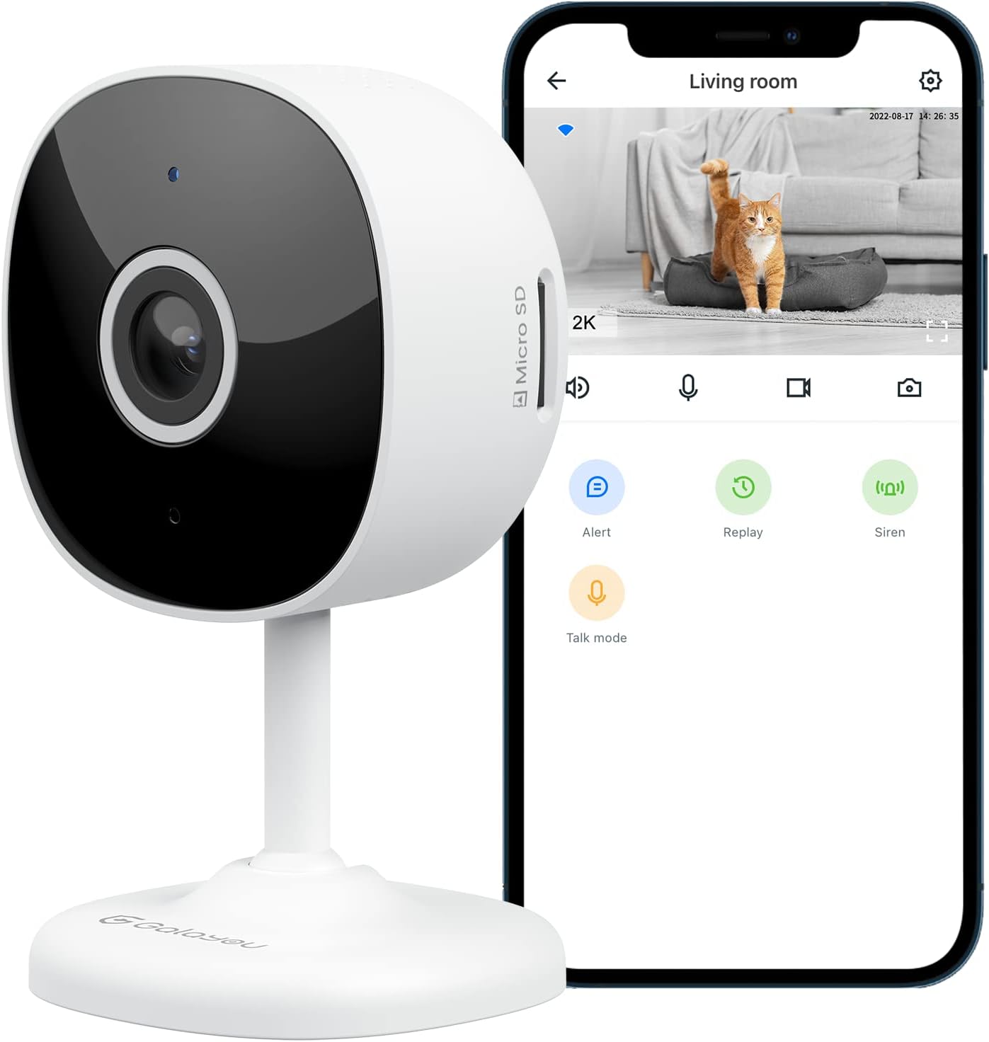 WiFi Camera 2K, Galayou Indoor Home Security Cameras for Baby/Elder/Dog/Pet Camera with Phone app,24/7 SD Card Storage,Works with Alexa & Google Home G7 WiFi Camera 2K, Galayou Indoor Home Security Cameras for Baby/Elder/Dog/Pet Camera with Phone app,24/7 SD Card Storage,Works with Alexa & Google Home G7