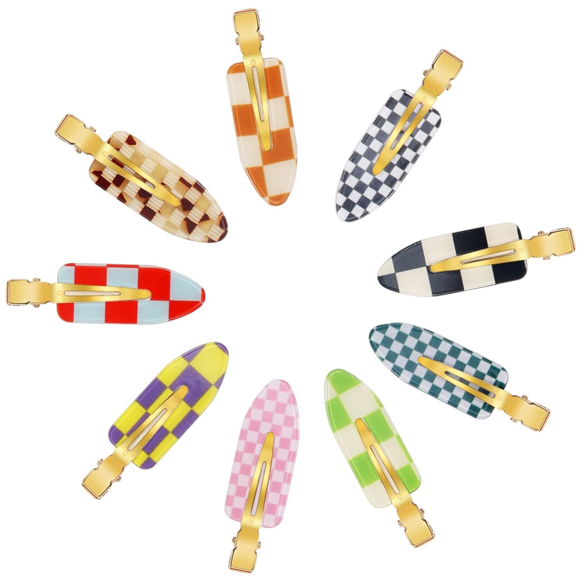 9PCS No Bend Hair Clips, Checkerboard No Crease Curl Pins, Acrylic Resin Flat Styling, Colorful Bang Seamless Duckbill Barrette for Makeup Hairstyle Accessories for Women Girls 9PCS No Bend Hair Clips, Checkerboard No Crease Curl Pins, Acrylic Resin Flat Styling, Colorful Bang Seamless Duckbill Barrette for Makeup Hairstyle Accessories for Women Girls