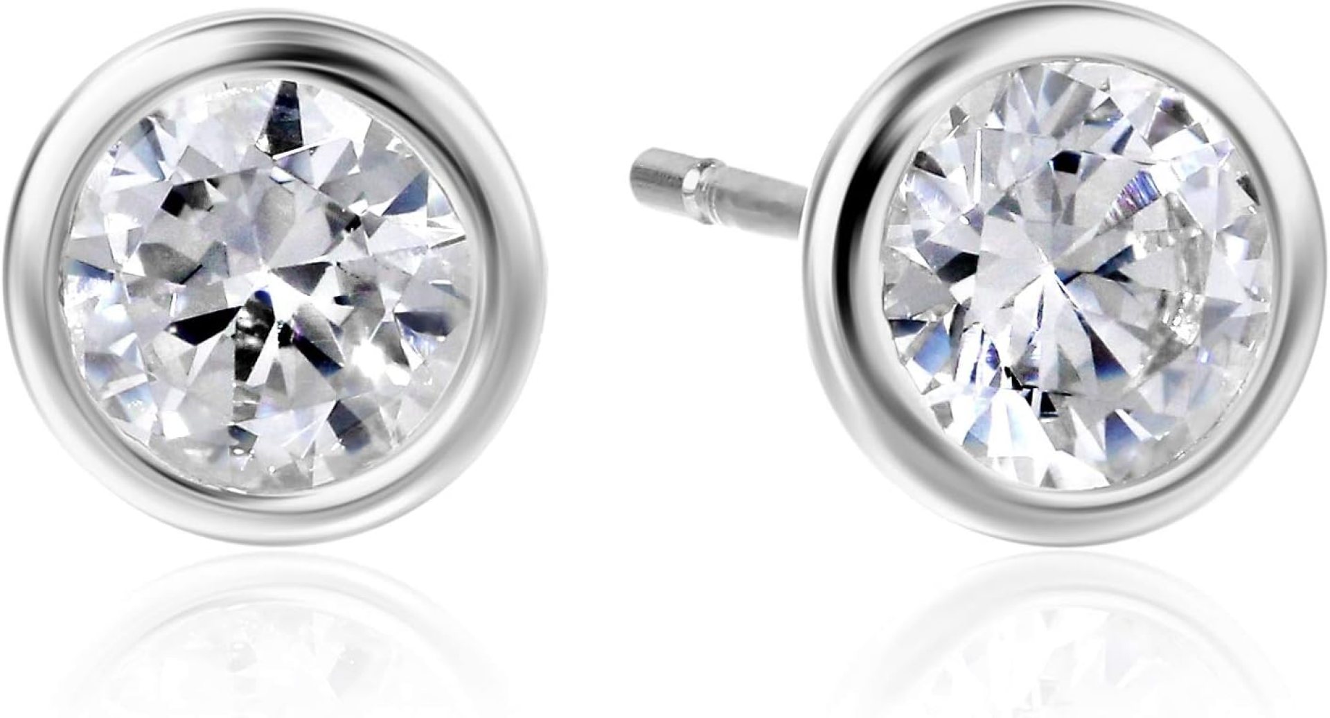 Amazon Essentials Sterling Silver AAA Cubic Zirconia Bezel Stud Earrings , (previously Amazon Collection) Amazon Essentials Sterling Silver AAA Cubic Zirconia Bezel Stud Earrings , (previously Amazon Collection)