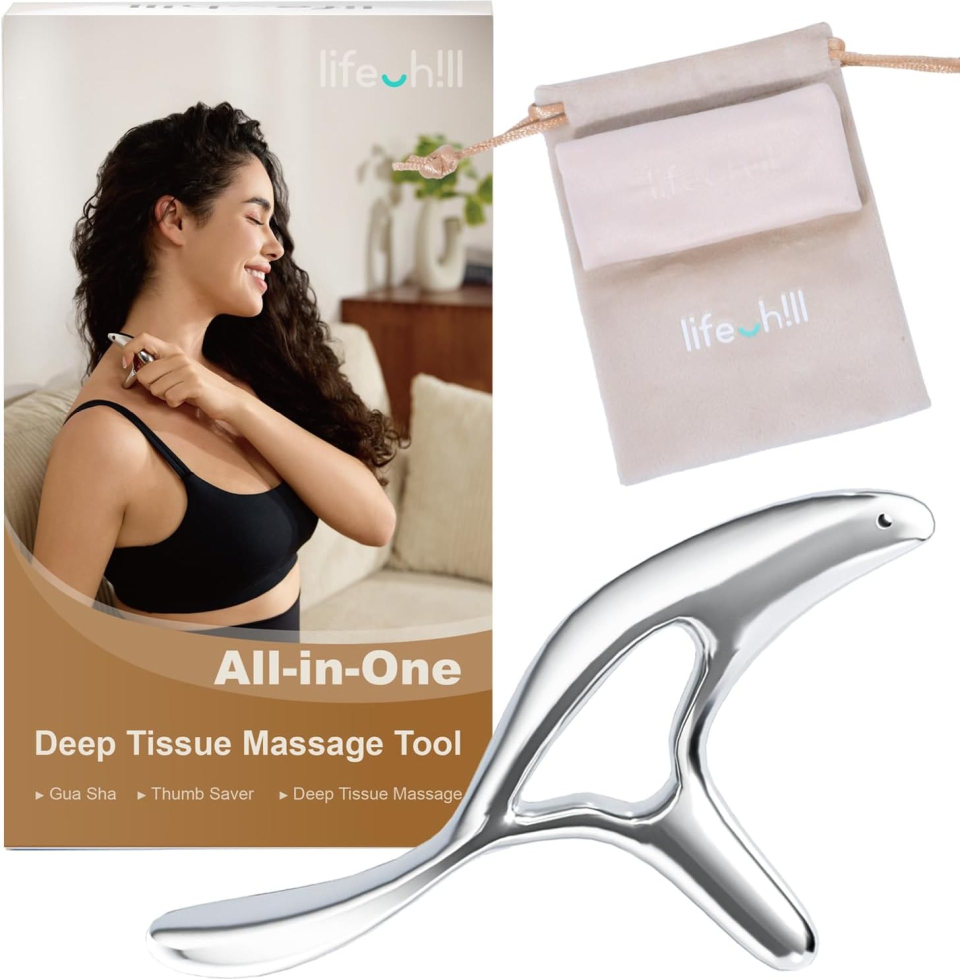 lifechill Trigger Point Massage Tool for Deep Tissue Massage & Gua Sha, Muscle Scraper Tool for Full Body Pain Relief, Thumb Saver Acupressure Tool, FSA HSA Eligible lifechill Trigger Point Massage Tool for Deep Tissue Massage & Gua Sha, Muscle Scraper Tool for Full Body Pain Relief, Thumb Saver Acupressure Tool, FSA HSA Eligible