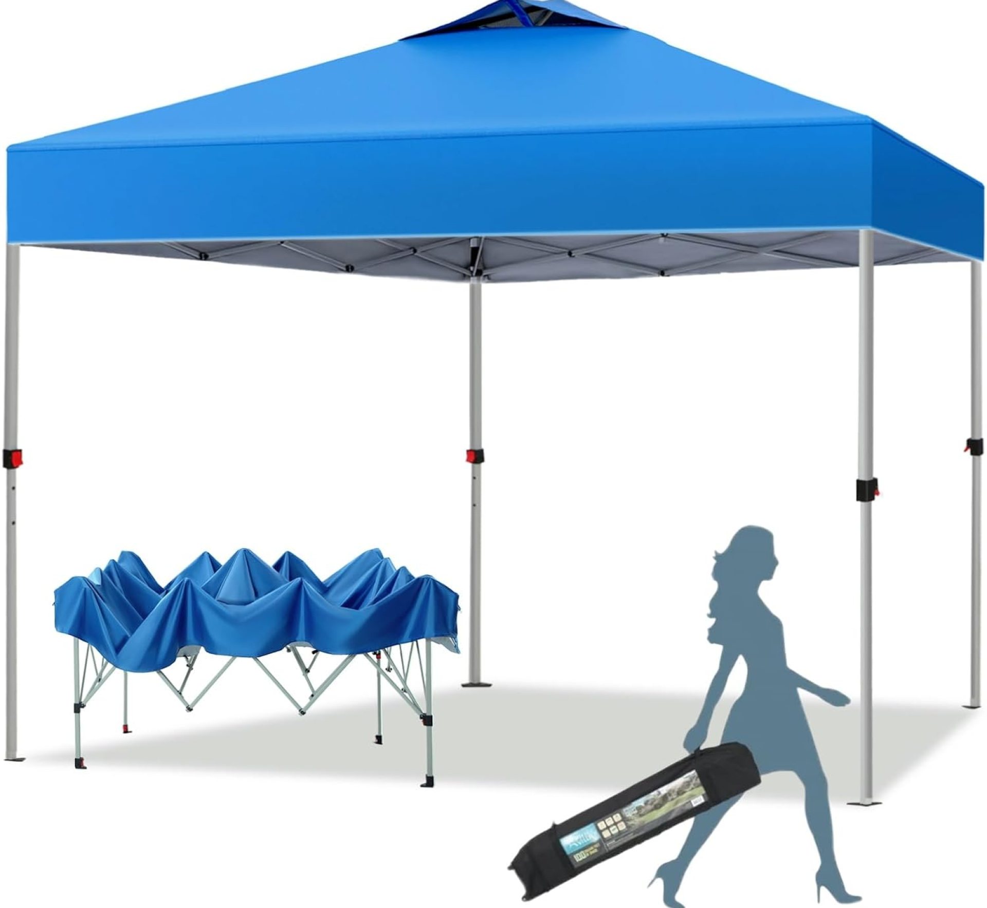 MFSTUDIO 10×10 Pop Up Canopy Tent, Gazebo Shelter Sun Shade Canopies Waterproof Patio Portable Popup Screened Tents for Beach,Parties,Camping,Blue MFSTUDIO 10×10 Pop Up Canopy Tent, Gazebo Shelter Sun Shade Canopies Waterproof Patio Portable Popup Screened Tents for Beach,Parties,Camping,Blue