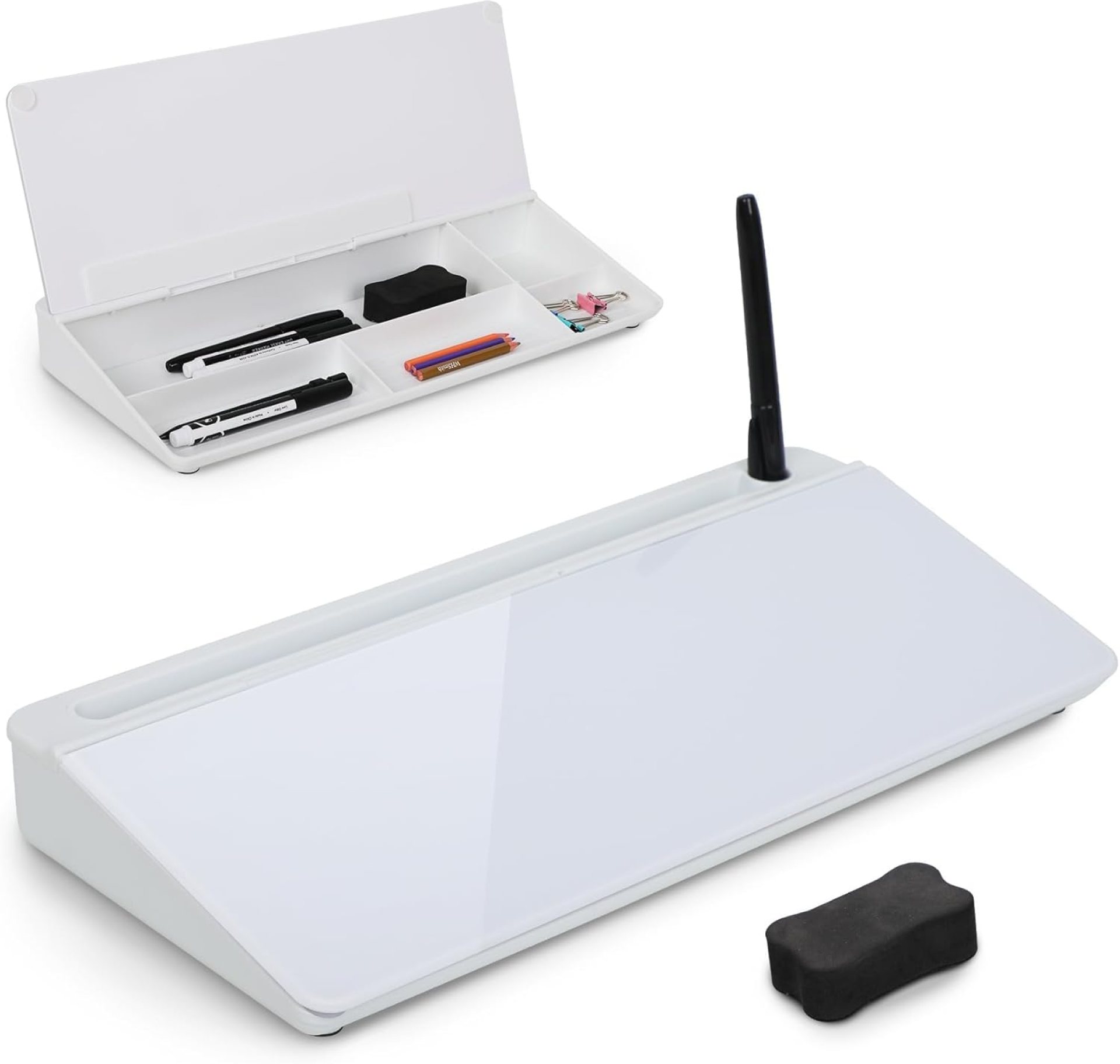 ORIENTOOLS Small Glass Desktop Whiteboard, Desk Whiteboard, to-do List Memo Desk Dry Erase Board with Storage, Computer Pad & Keyboard Stand, Desk Organizers with Accessories for Office, Home, School ORIENTOOLS Small Glass Desktop Whiteboard, Desk Whiteboard, to-do List Memo Desk Dry Erase Board with Storage, Computer Pad & Keyboard Stand, Desk Organizers with Accessories for Office, Home, School