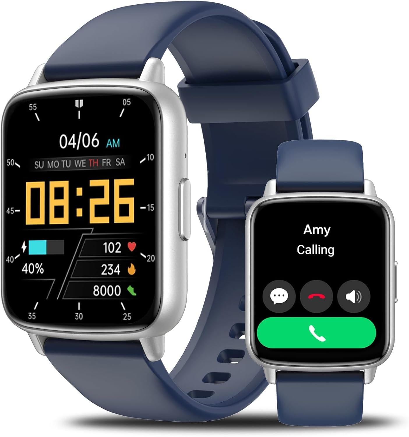 Smart Watch for Men Women Answer/Make Calls,1.83″ HD IP68 Waterproof Fitness Watch with Blood Oxygen Heart Rate Sleep Monitor, Smartwatch for Android/iOS (Silver + Blue) Smart Watch for Men Women Answer/Make Calls,1.83″ HD IP68 Waterproof Fitness Watch with Blood Oxygen Heart Rate Sleep Monitor, Smartwatch for Android/iOS (Silver + Blue)