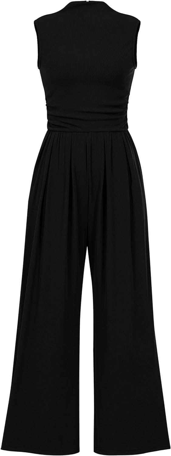 PRETTYGARDEN Womens Summer Jumpsuits Dressy Casual One Piece Outfits Sleeveless Mock Neck Wide Leg Pants Rompers with Pockets PRETTYGARDEN Womens Summer Jumpsuits Dressy Casual One Piece Outfits Sleeveless Mock Neck Wide Leg Pants Rompers with Pockets