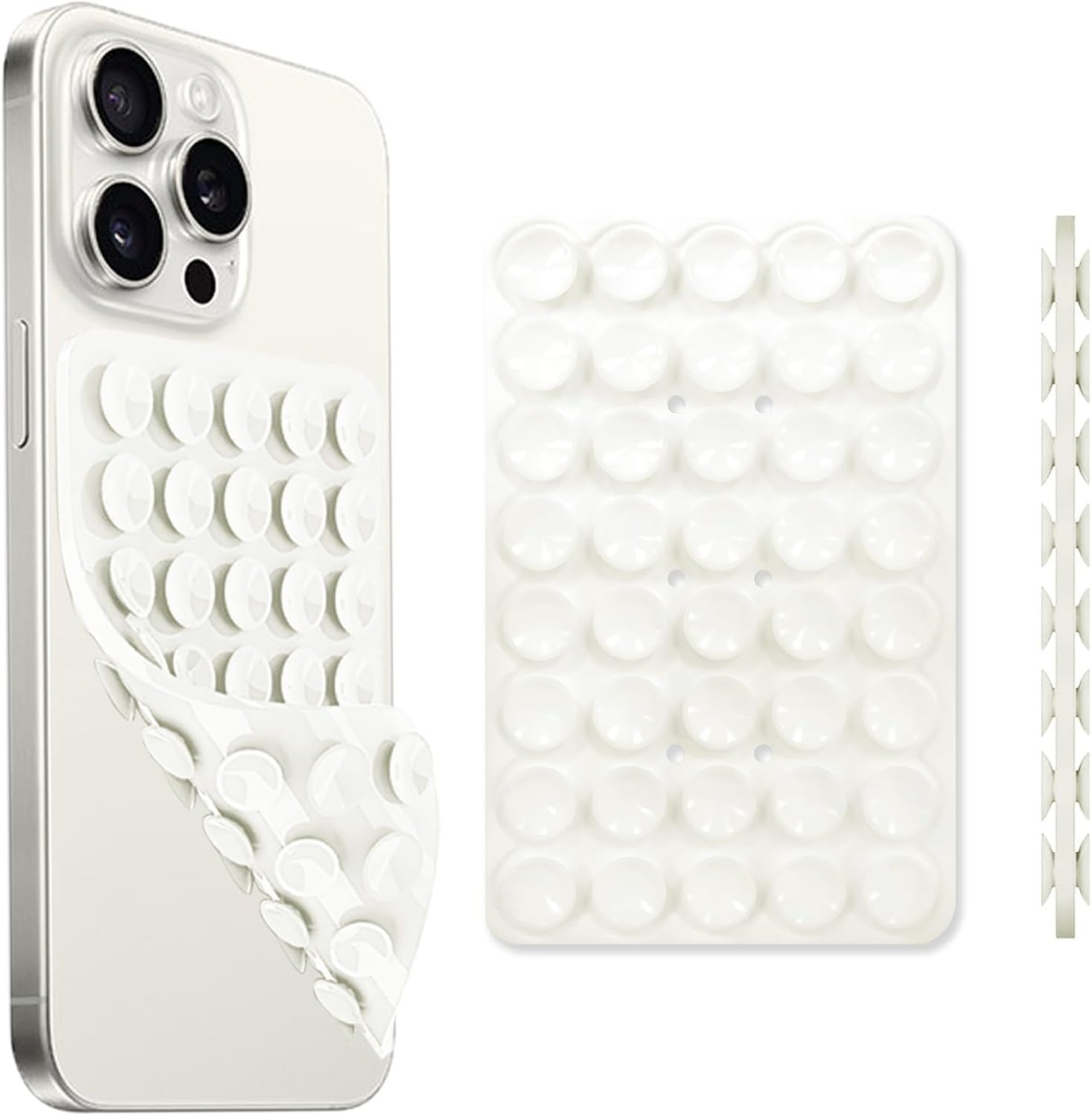 Silicone Suction Cup Phone Case Mount Double Sided, Phone Accessories Hands-Free Strong Grip Holder for Selfies and Videos, Silicon Phone Stand for iPhone and Android White Silicone Suction Cup Phone Case Mount Double Sided, Phone Accessories Hands-Free Strong Grip Holder for Selfies and Videos, Silicon Phone Stand for iPhone and Android White
