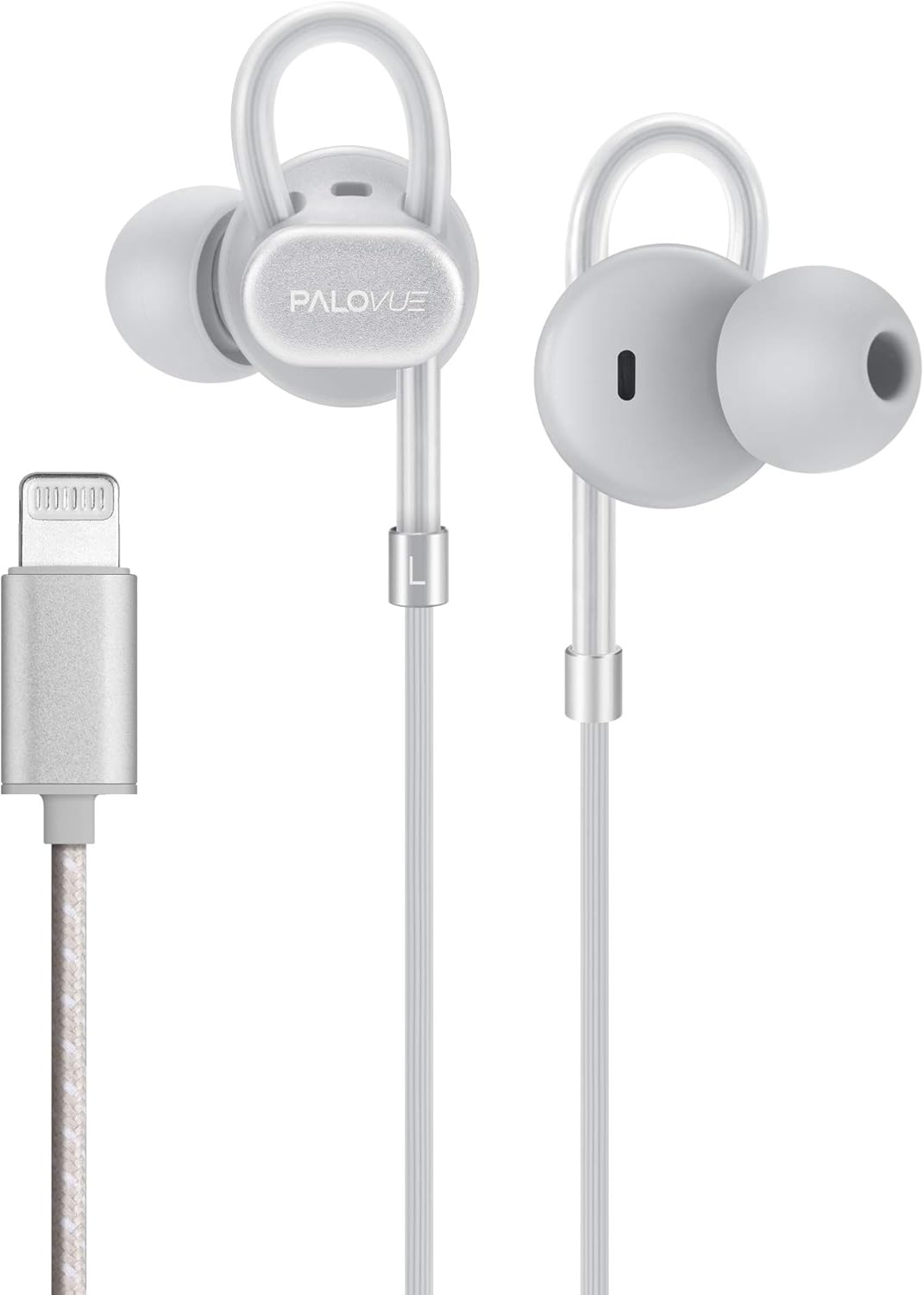 PALOVUE Lightning Headphones Earbuds Earphones with Microphone Controller MFi Certified Noise Isolation Compatible iPhone 11 Pro Max iPhone X/XS Max/XR iPhone 8/P iPhone 7/P NeoFlowColor (Grey) PALOVUE Lightning Headphones Earbuds Earphones with Microphone Controller MFi Certified Noise Isolation Compatible iPhone 11 Pro Max iPhone X/XS Max/XR iPhone 8/P iPhone 7/P NeoFlowColor (Grey)