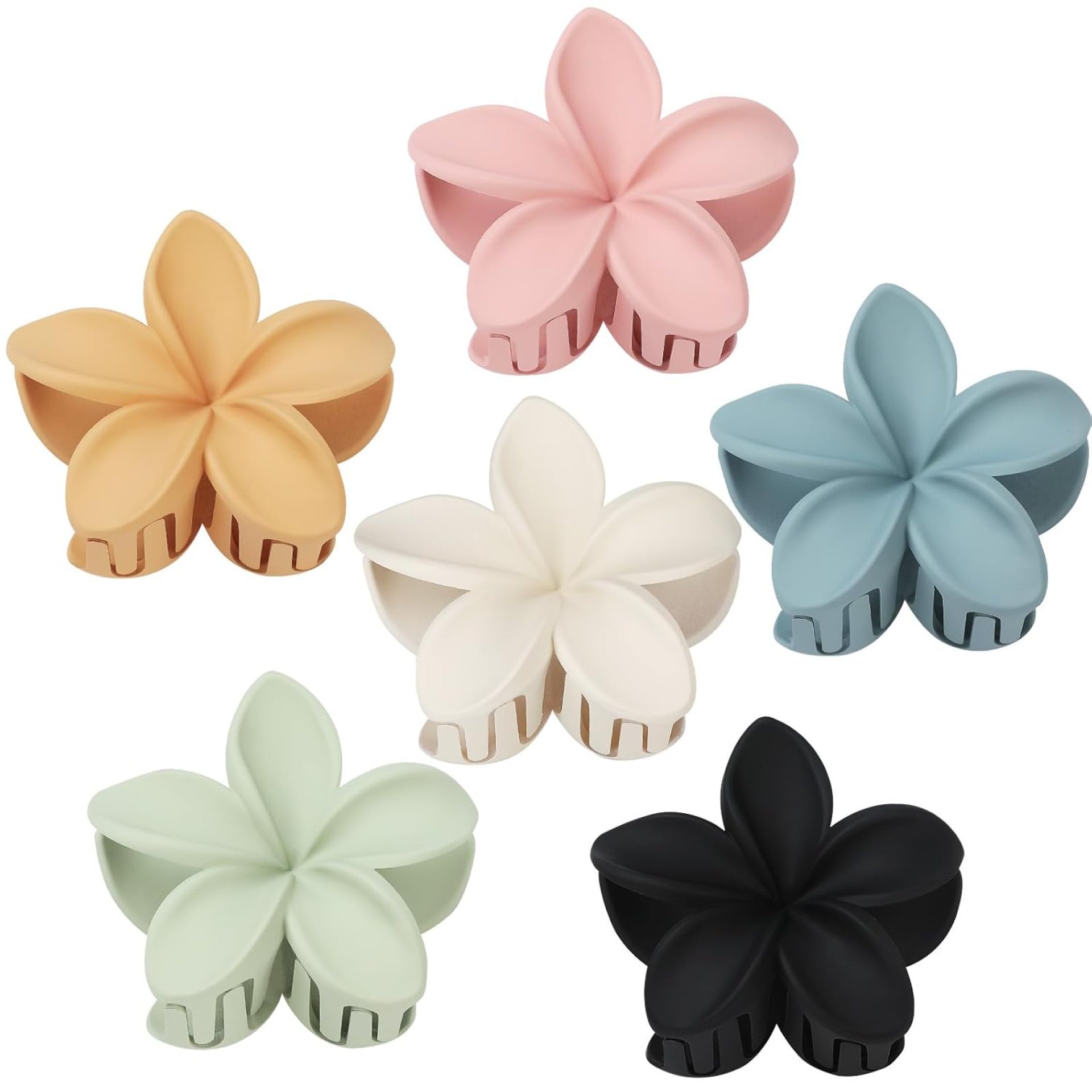 Colorful Flower Hair Claw Clips – 6 Pcs Large Plumeria Clips for Thick and Thin Hair, Beach Accessories for Women and Girls Colorful Flower Hair Claw Clips – 6 Pcs Large Plumeria Clips for Thick and Thin Hair, Beach Accessories for Women and Girls