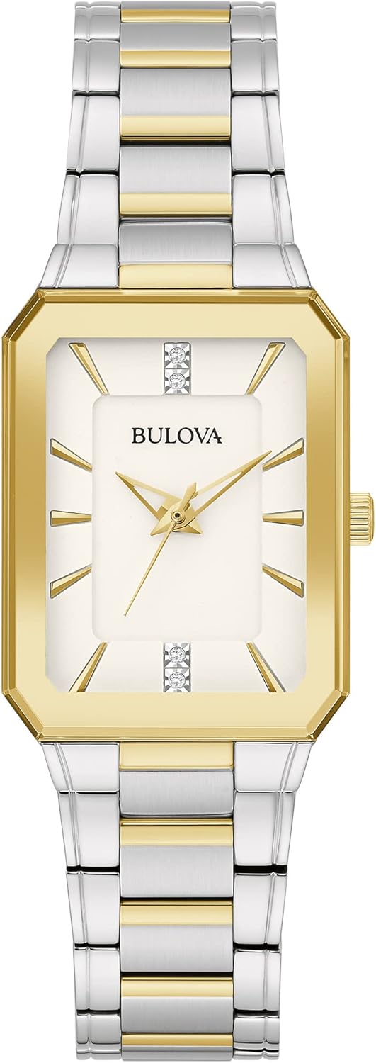 Bulova Ladies’ Classic Diamond Two-Tone Stainless Steel 3-Hand Quartz Watch,White Dial Style: 98P209 Bulova Ladies’ Classic Diamond Two-Tone Stainless Steel 3-Hand Quartz Watch,White Dial Style: 98P209