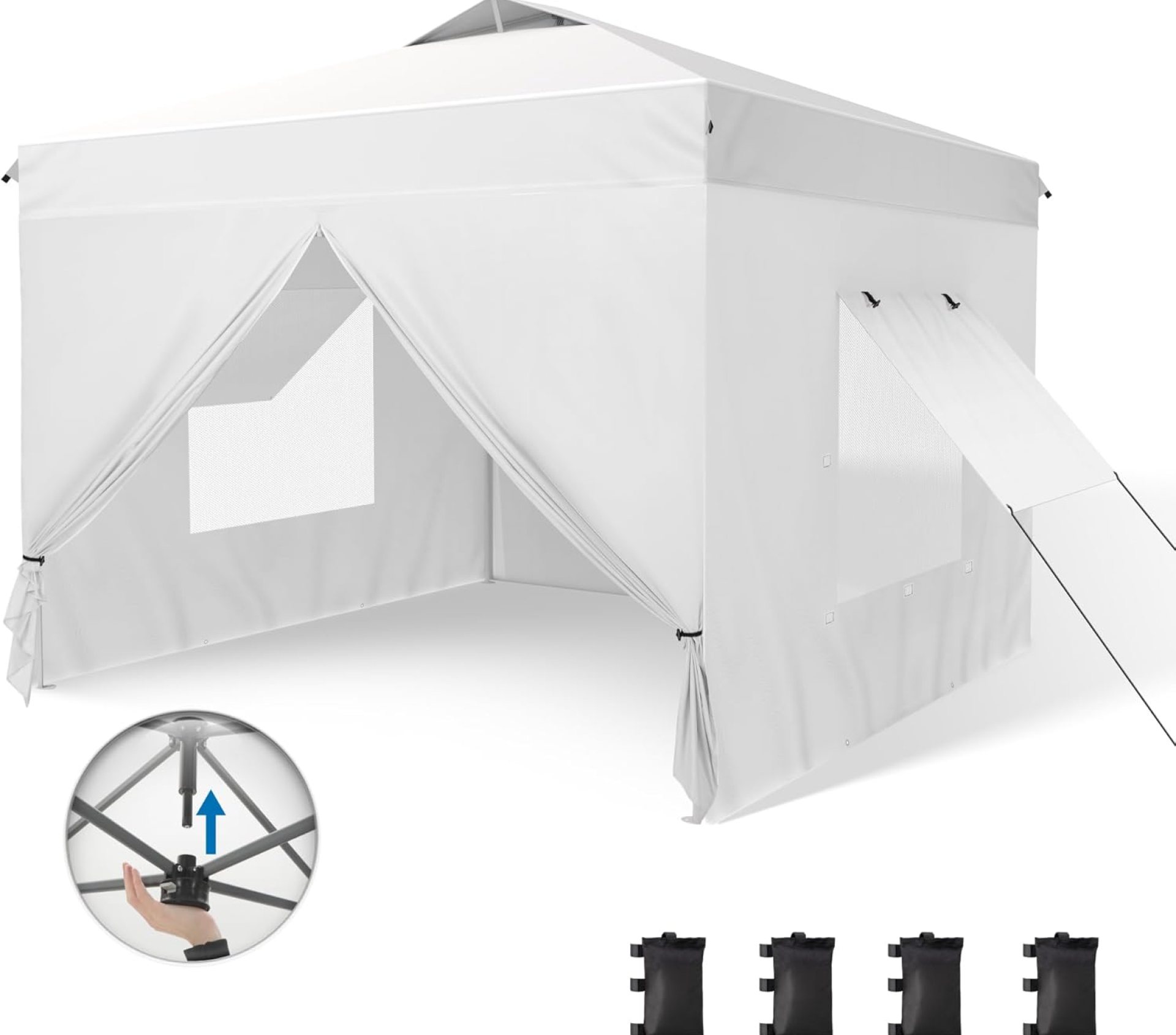 PHI VILLA 10’x10′ Pop Up Canopy Tent with Sidewalls – Easy Up Tent with Mesh Windows for Ventilation, Waterproof Design – Ideal for Parties, Beach, and Outdoor Events (White) PHI VILLA 10’x10′ Pop Up Canopy Tent with Sidewalls – Easy Up Tent with Mesh Windows for Ventilation, Waterproof Design – Ideal for Parties, Beach, and Outdoor Events (White)
